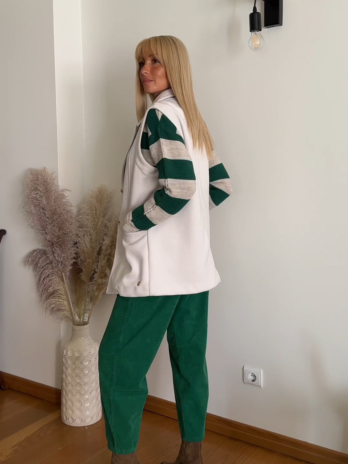 Camisola Decote Bico Barras