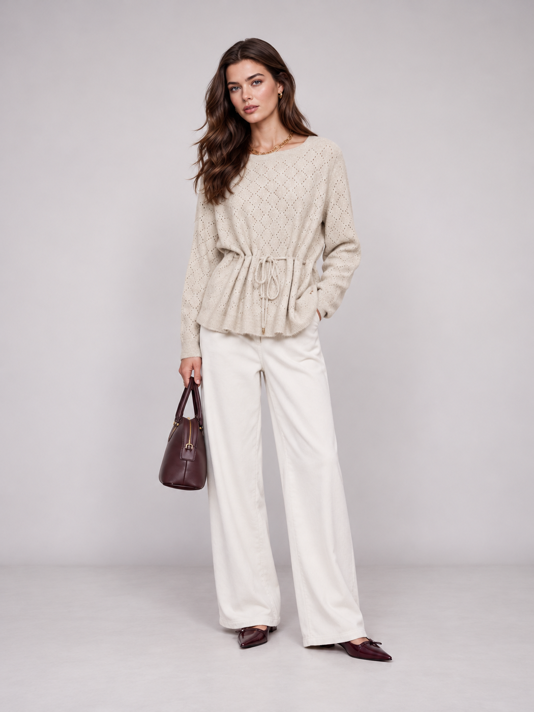 Camisola Rendada Losangos — Branco