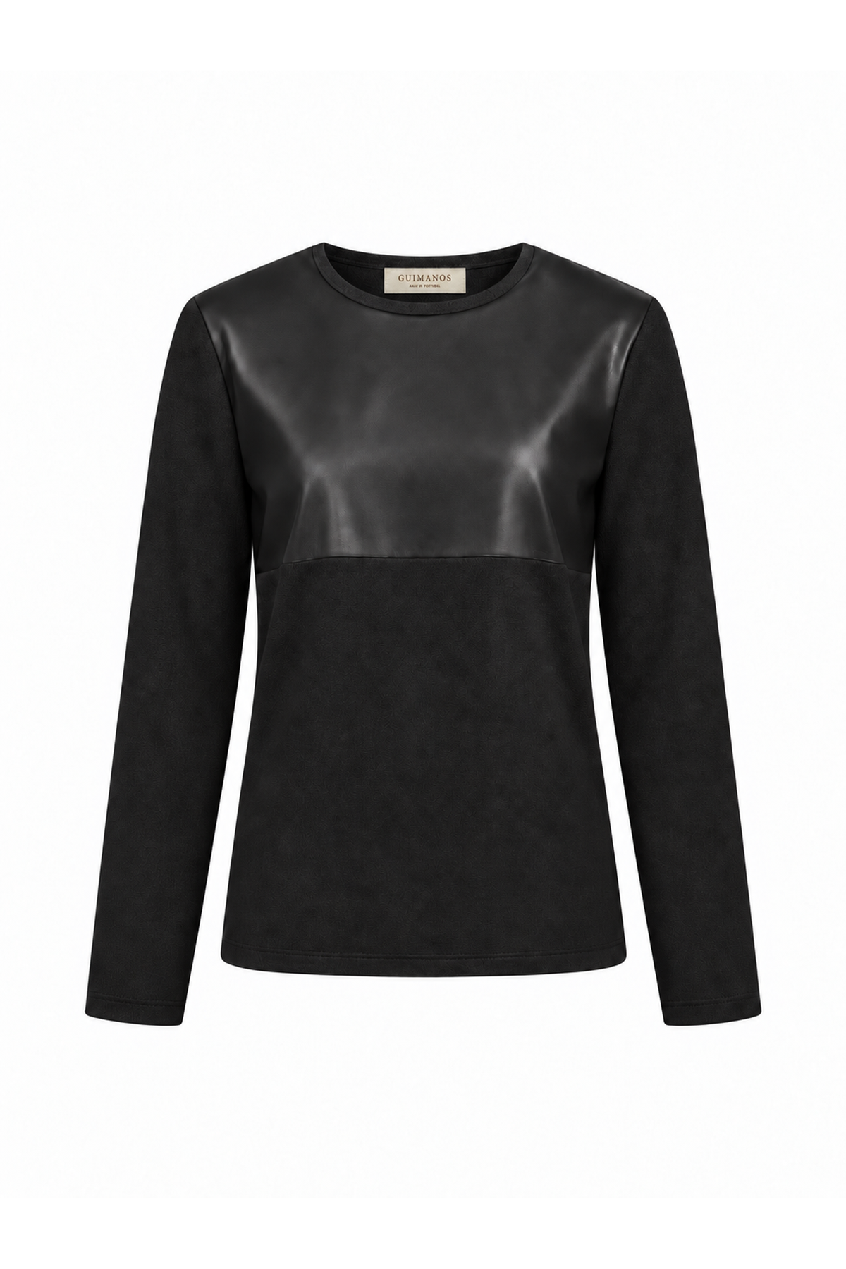 Blusa Suede com Napa — Preto