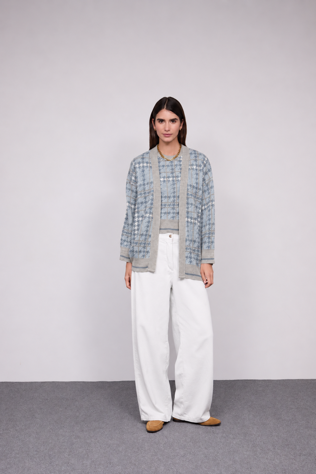 Houndstooth Knit Cardigan