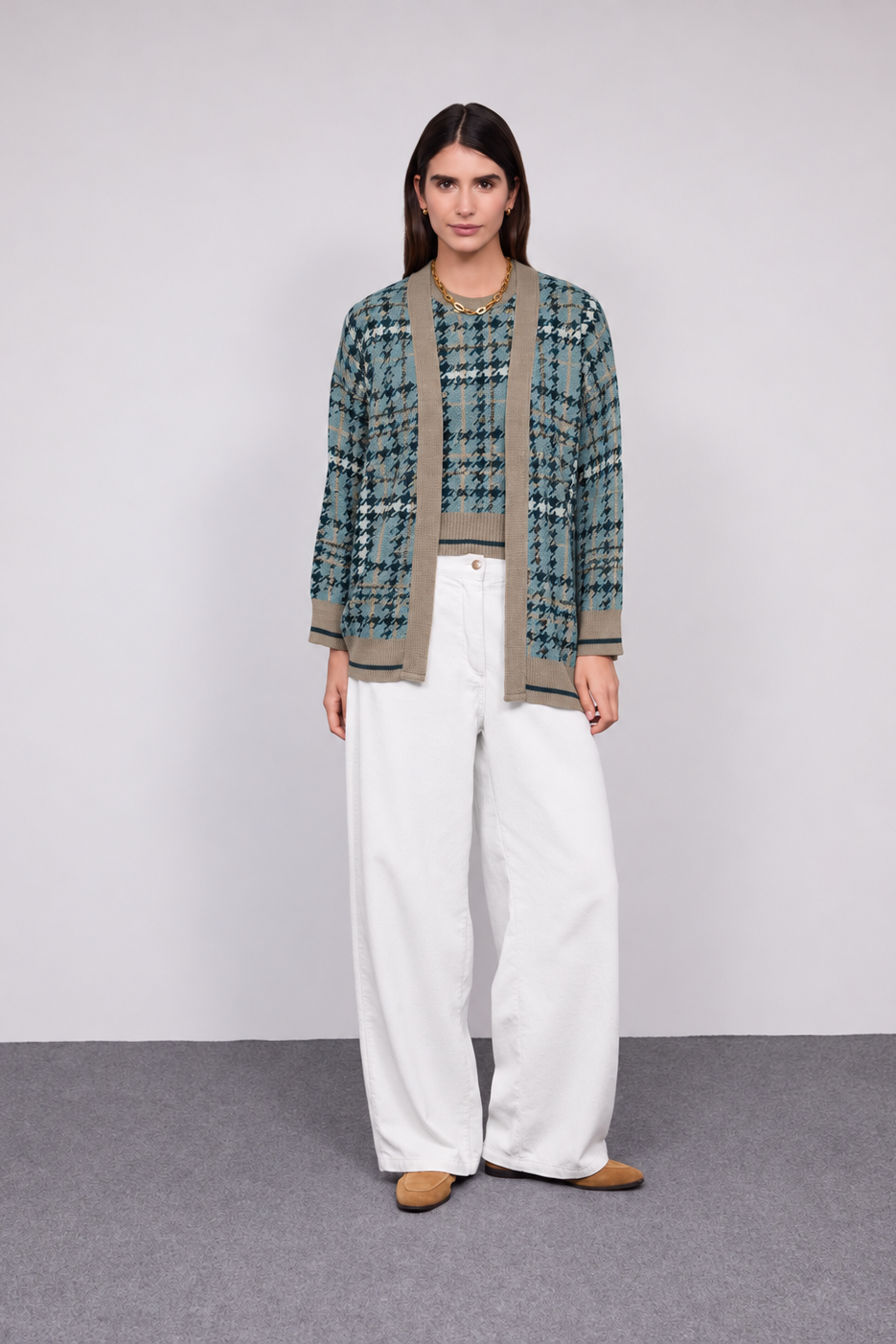Houndstooth Knit Cardigan