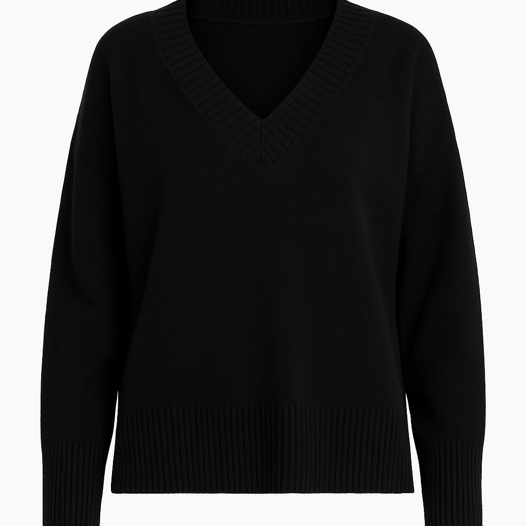 Camisola em Lã com Decote em Bico