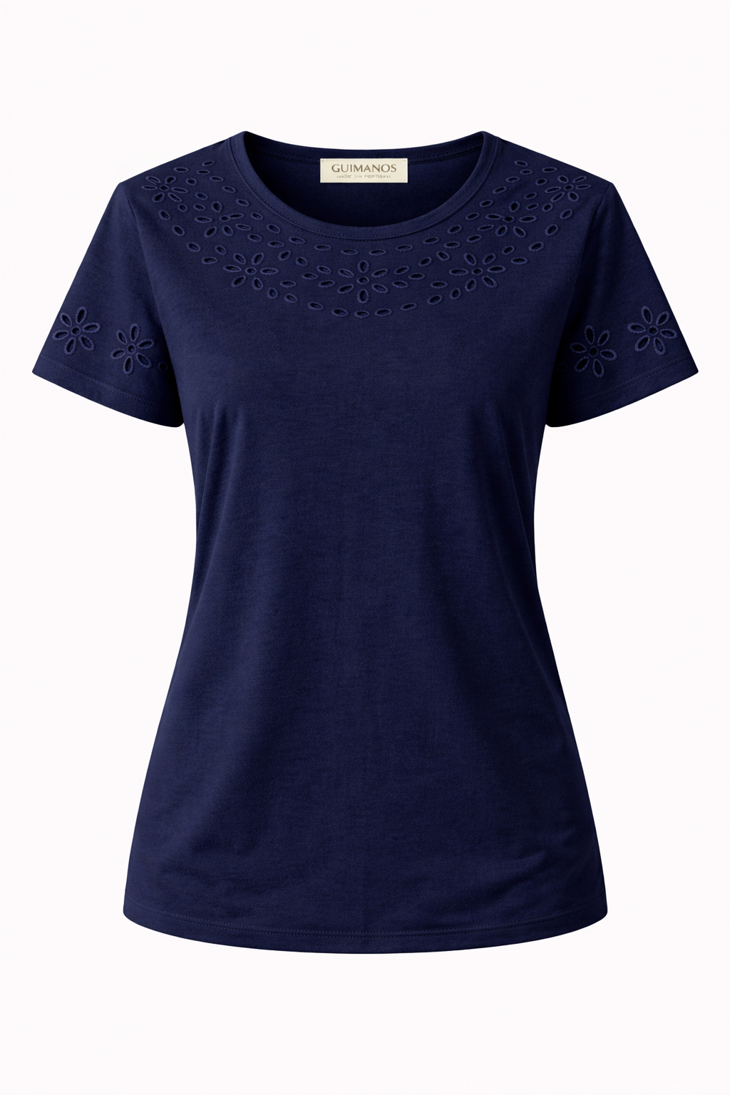 White T-shirt with English Embroidery