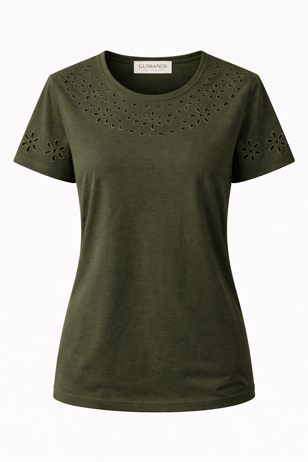 White T-shirt with English Embroidery