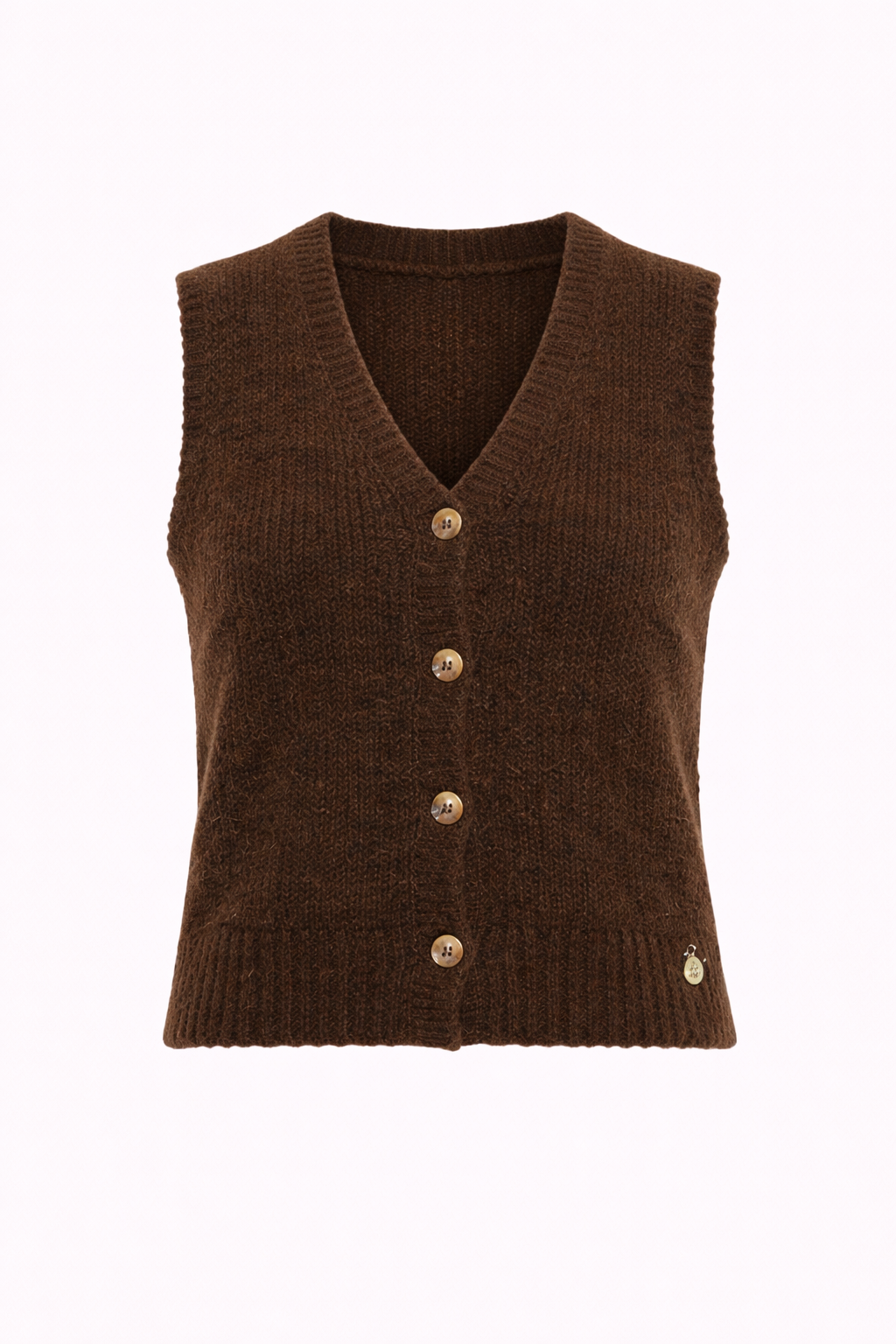 Colete Malha Botão Madeira