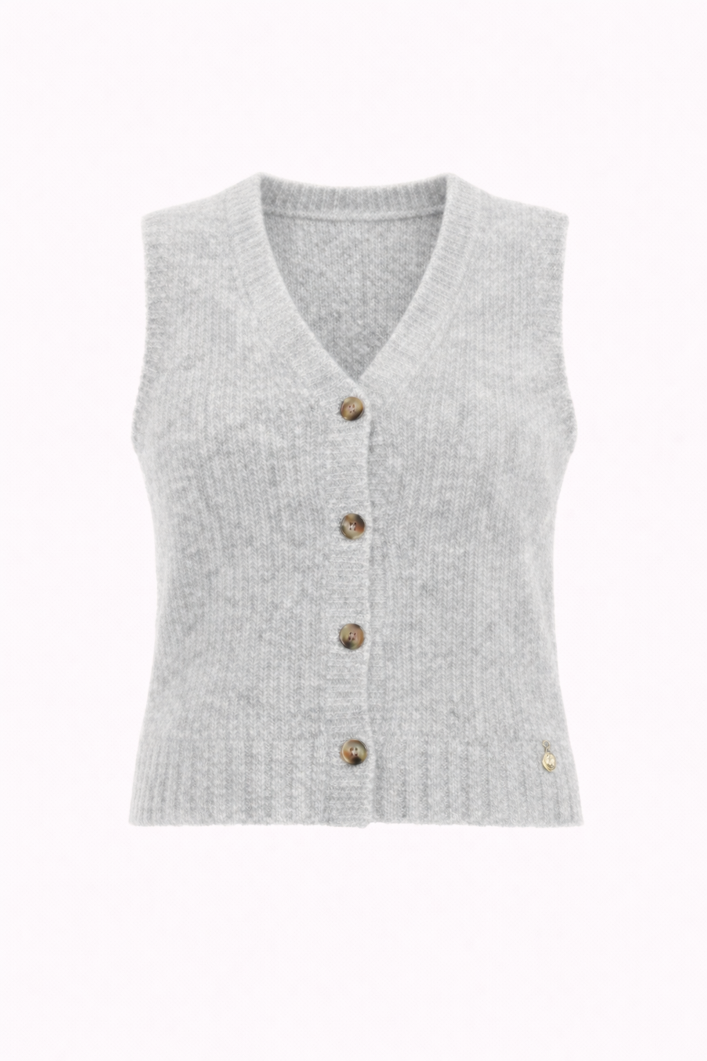 Colete Malha Botão Madeira