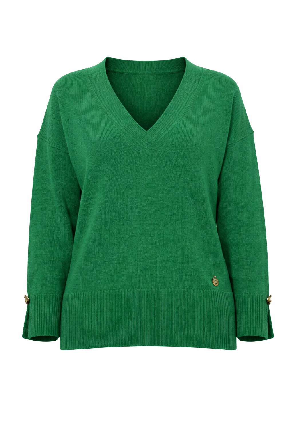 Camisola Decote Bico Botão Manga