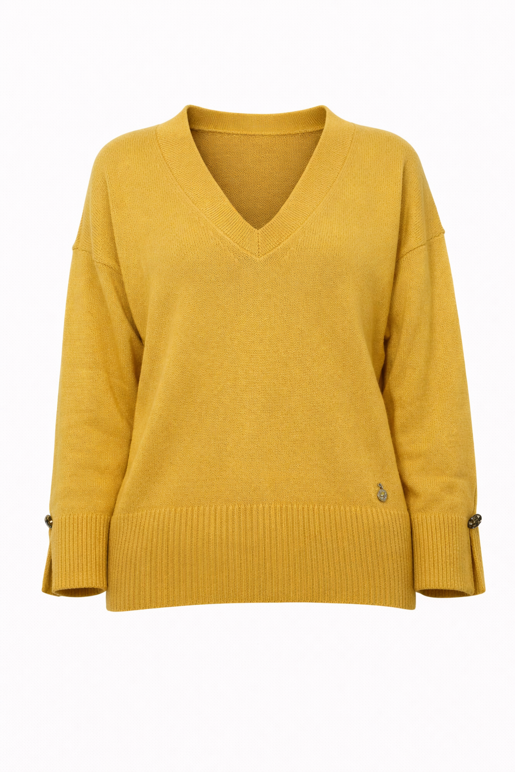 Camisola Decote Bico Botão Manga