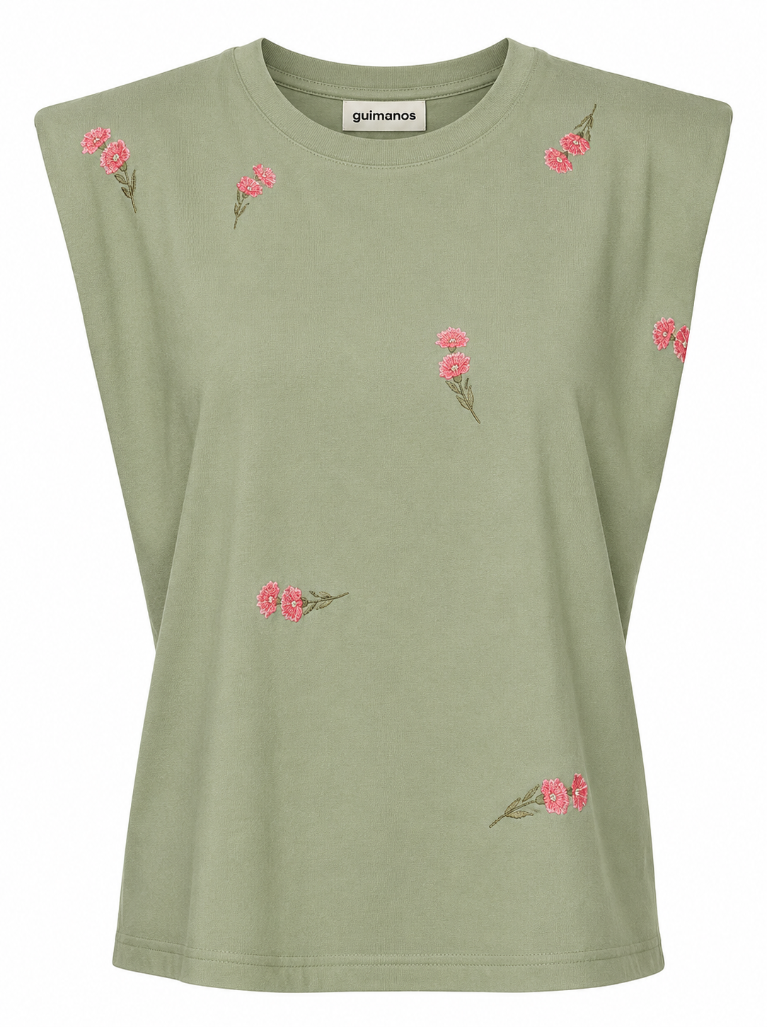 T-shirt Bordado Com Ombreiras