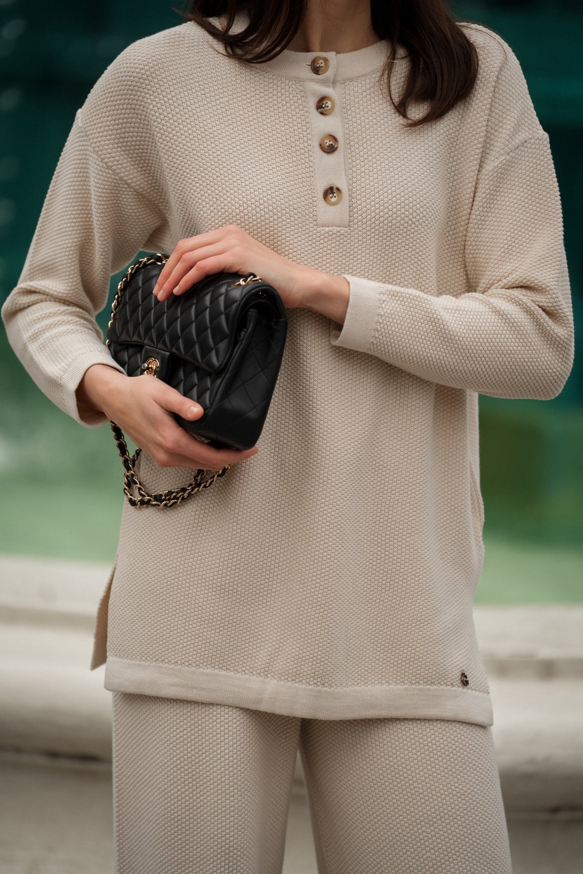 Camisola em Malha Texturada – Bege