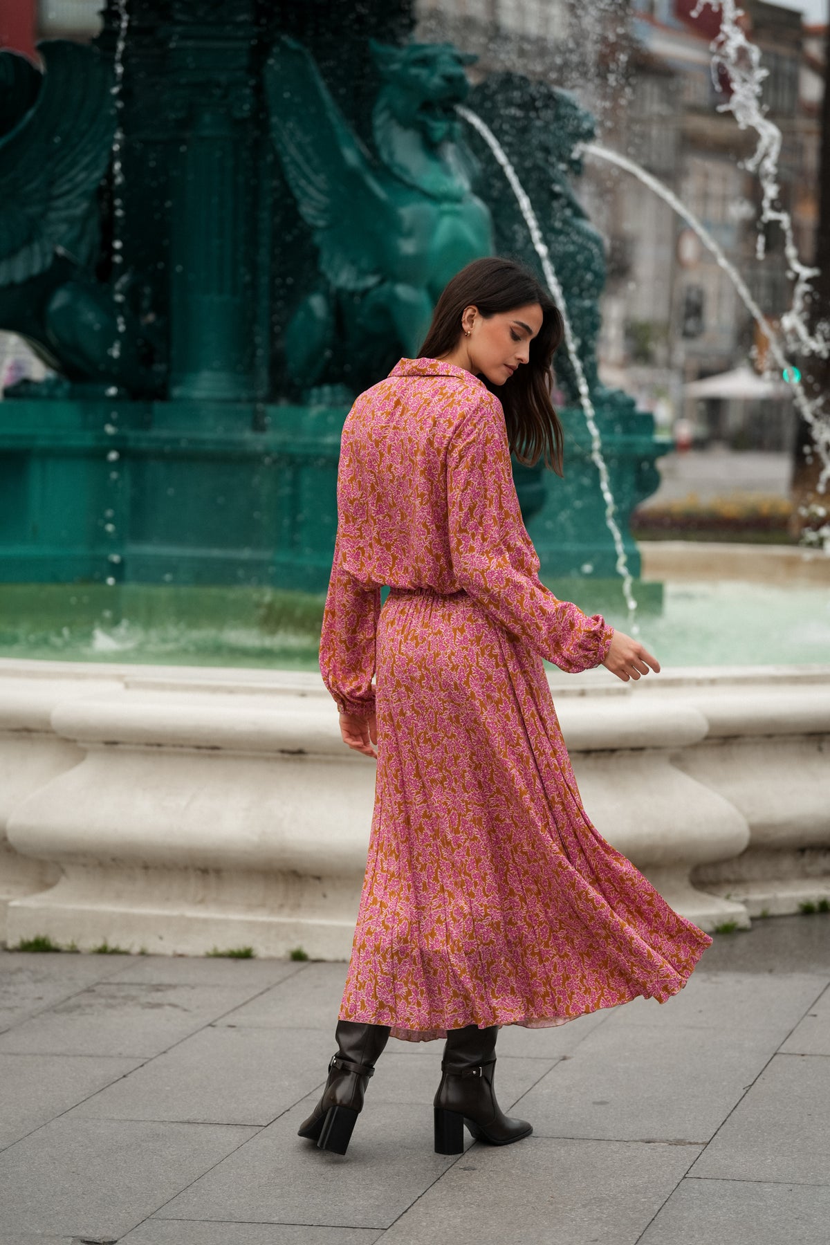 Printed Pleated Skirt