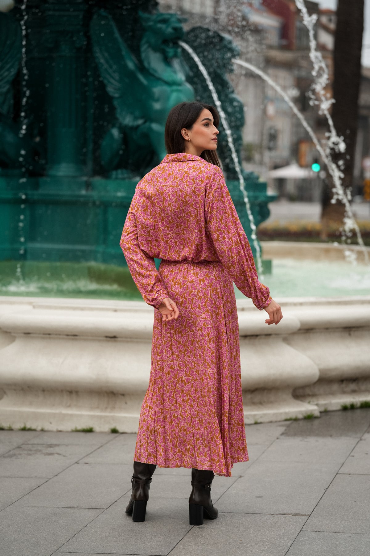 Printed Pleated Skirt