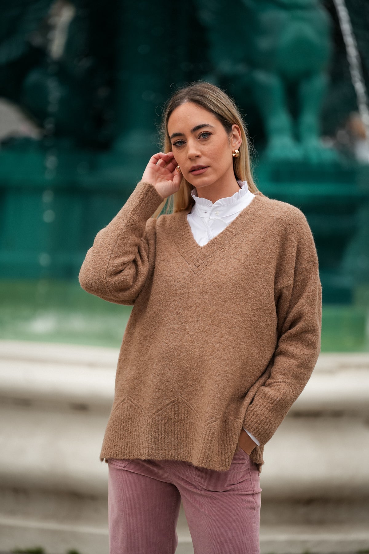 Camisola Camel em Malha Suave