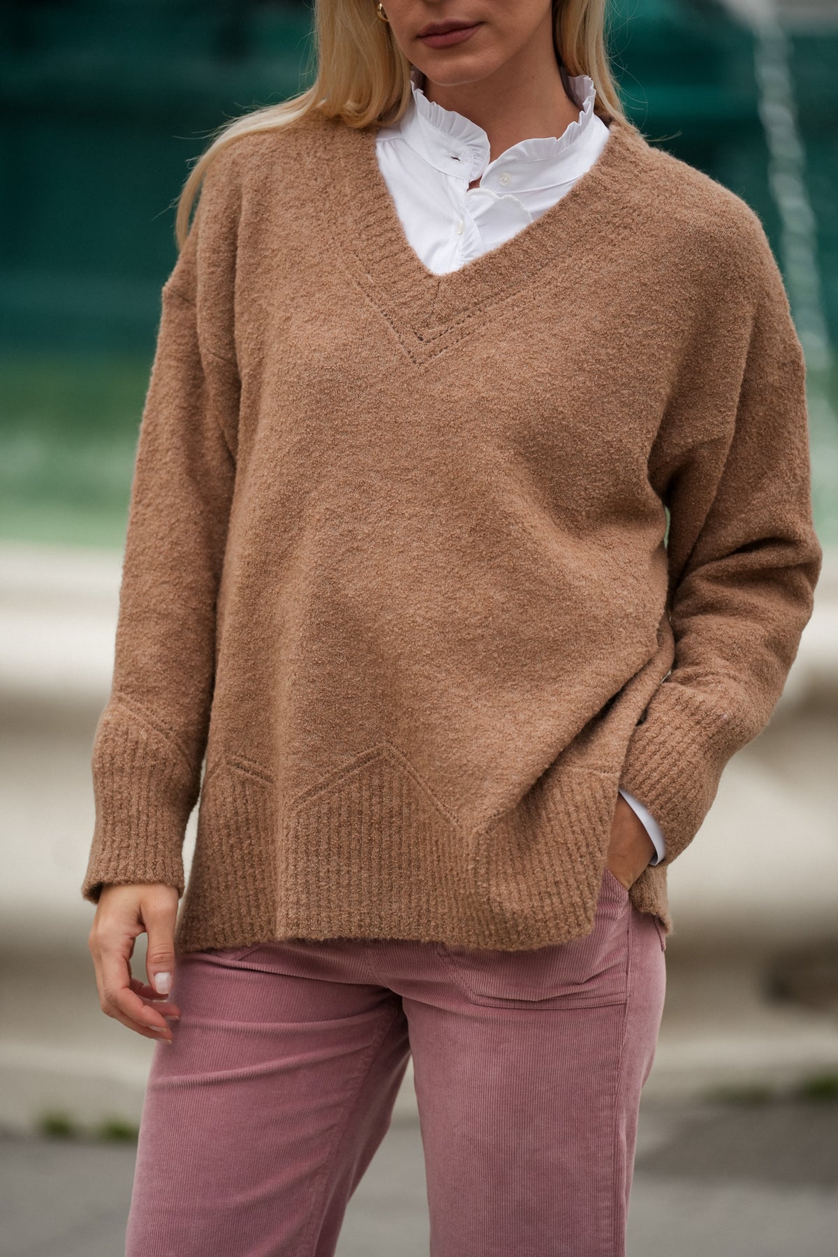 Camisola Camel em Malha Suave