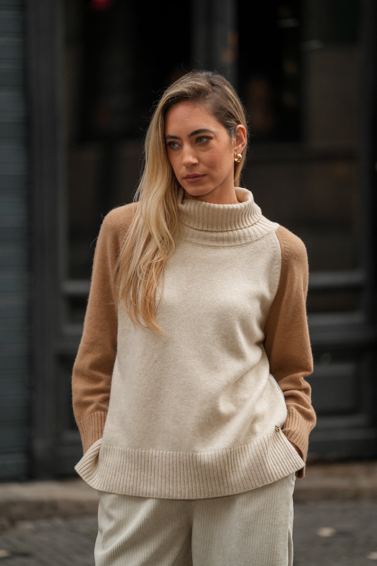 Camisola Bicolor em Lã e Caxemira