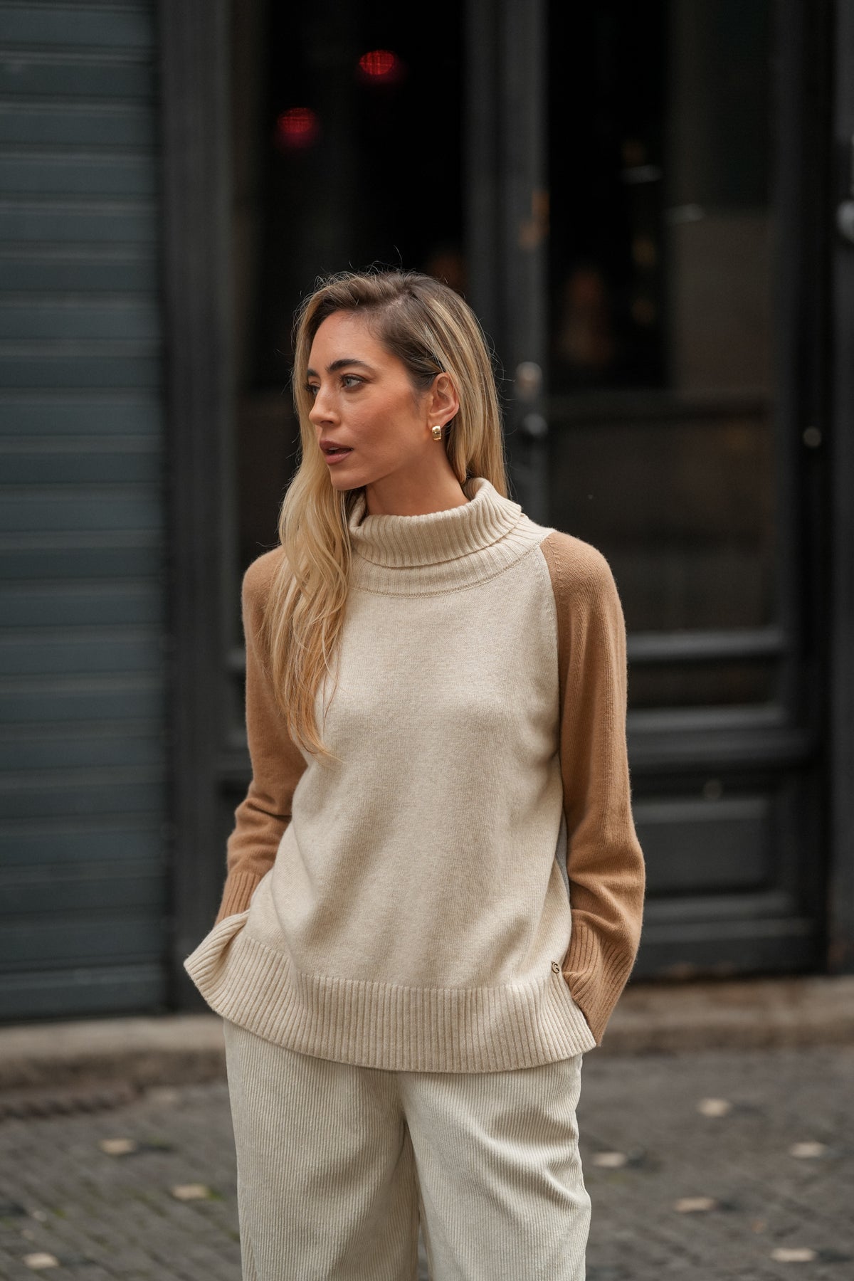 Camisola Bicolor em Lã e Caxemira