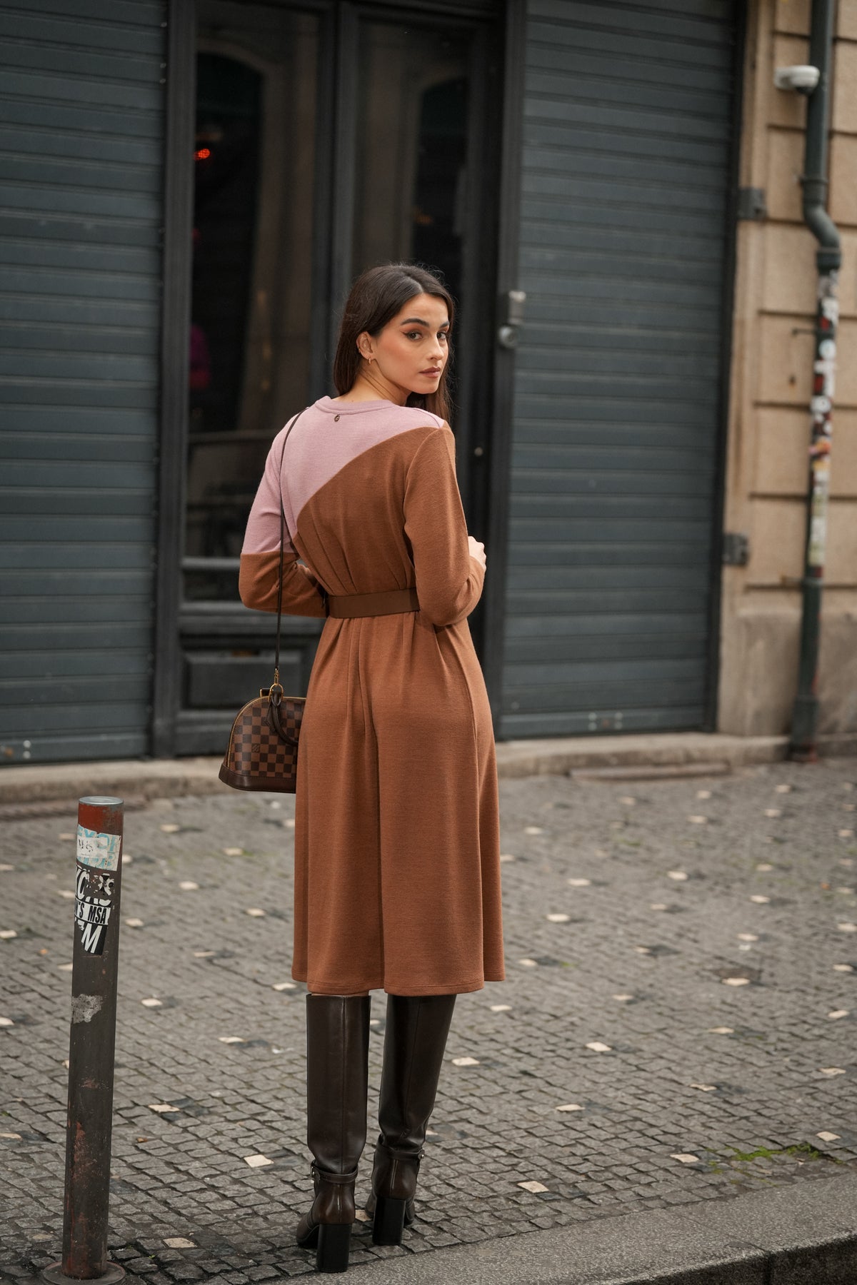 Vestido em Malha Bicolor