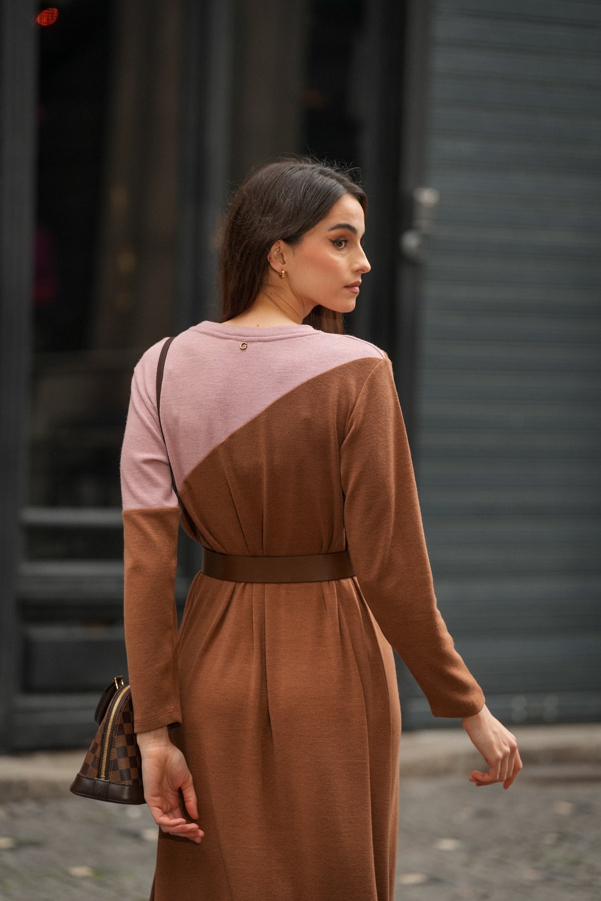 Vestido em Malha Bicolor