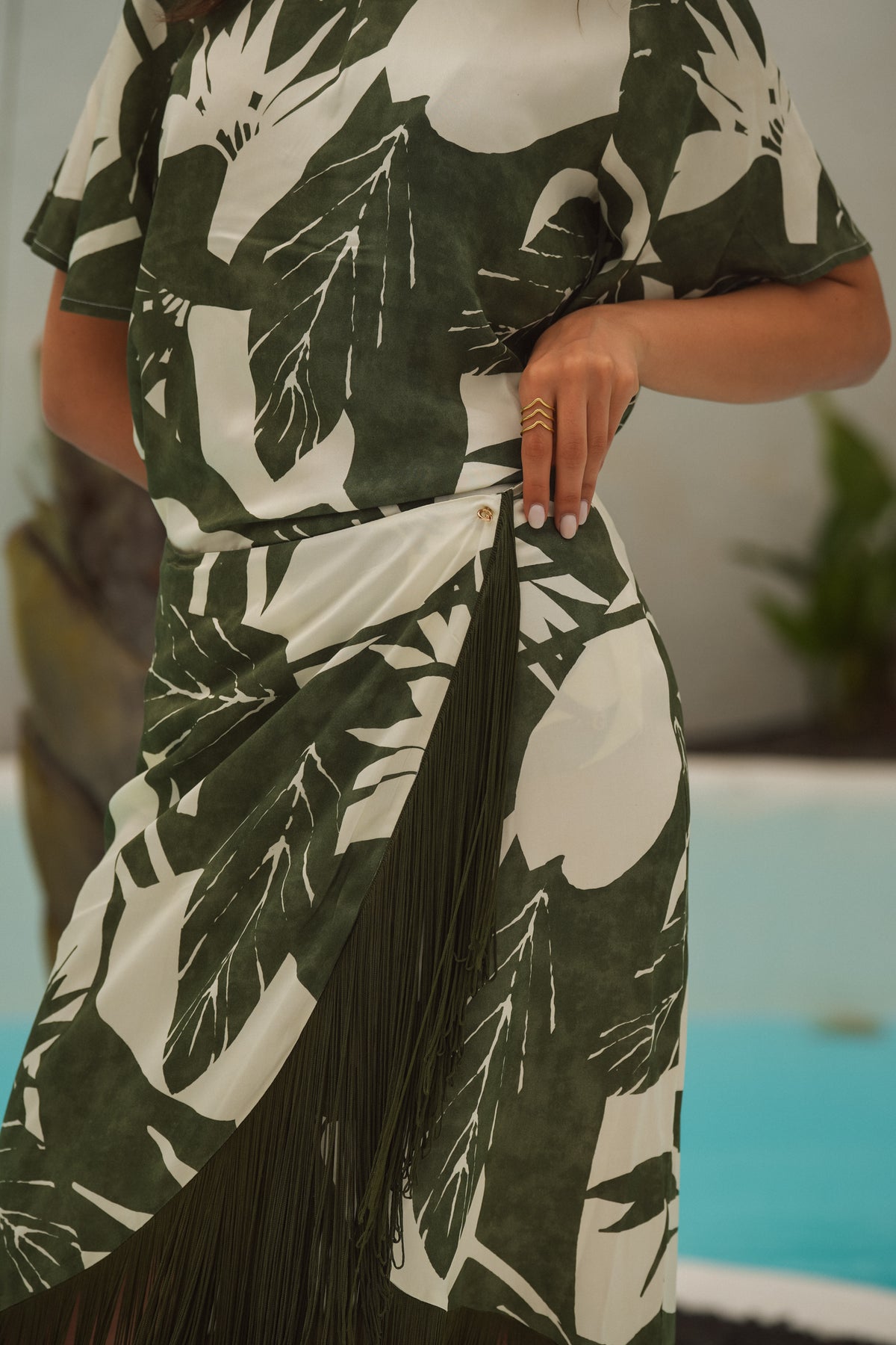 Saia Estampada com Franjas