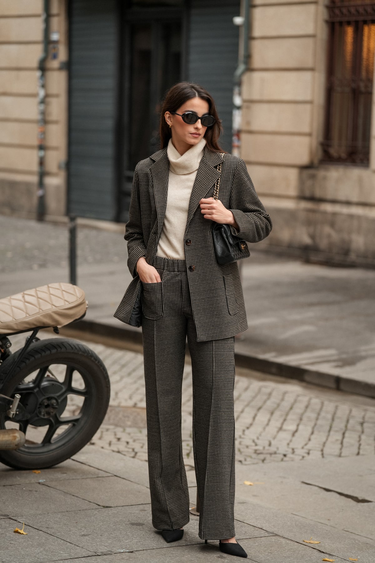 Blazer em Padrão Pied-de-Poule