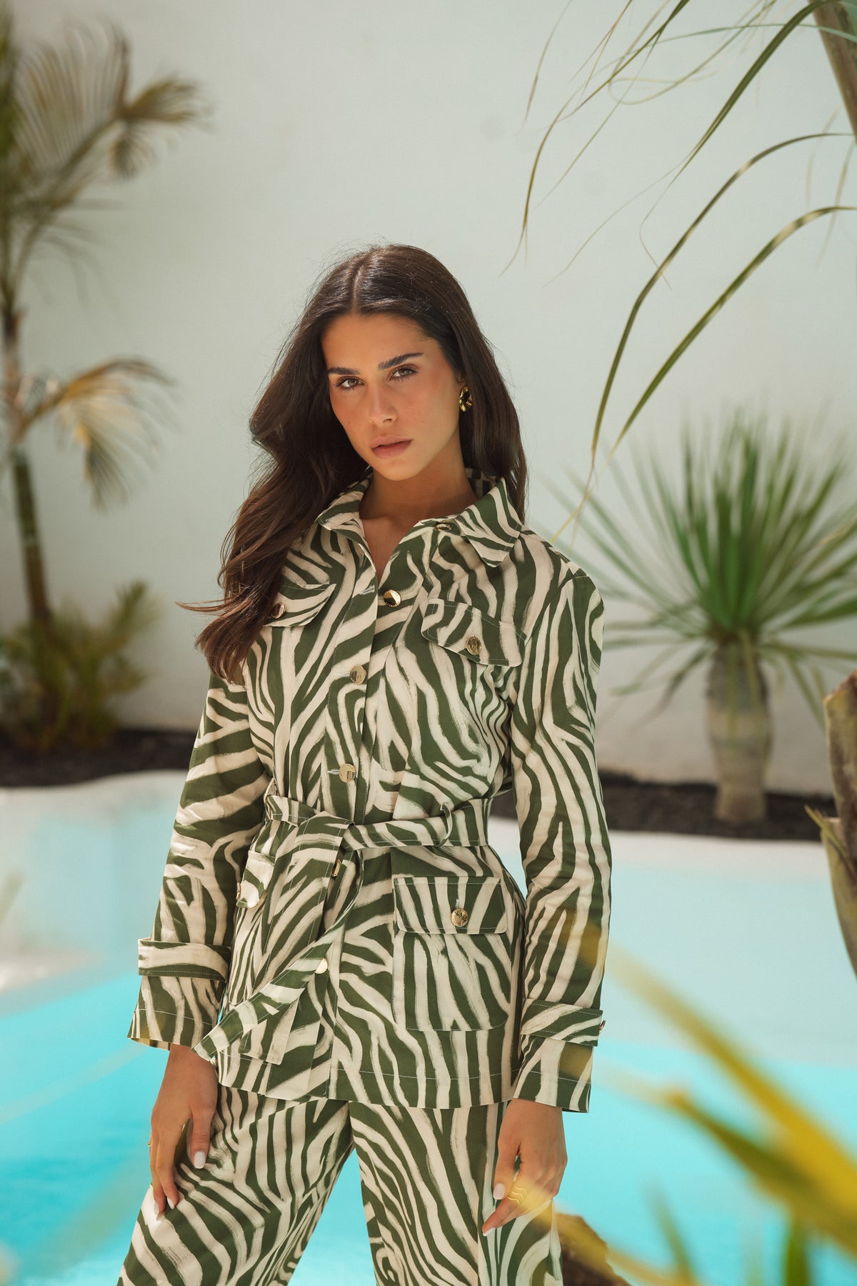 Casaco Safari Estampado Verde