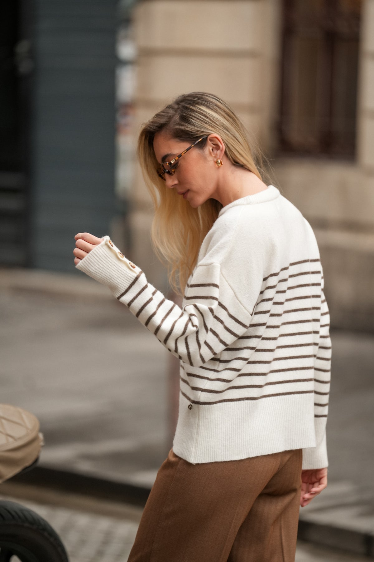 Camisola  com Riscas e Botões
