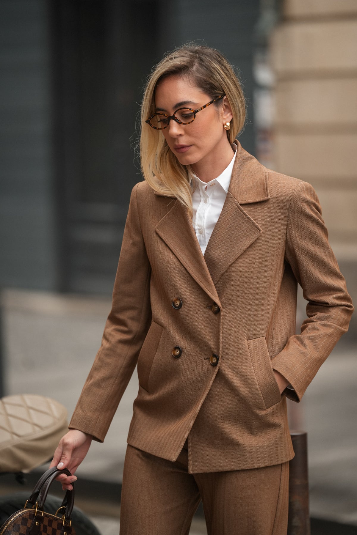 Blazer em Tecido Camel