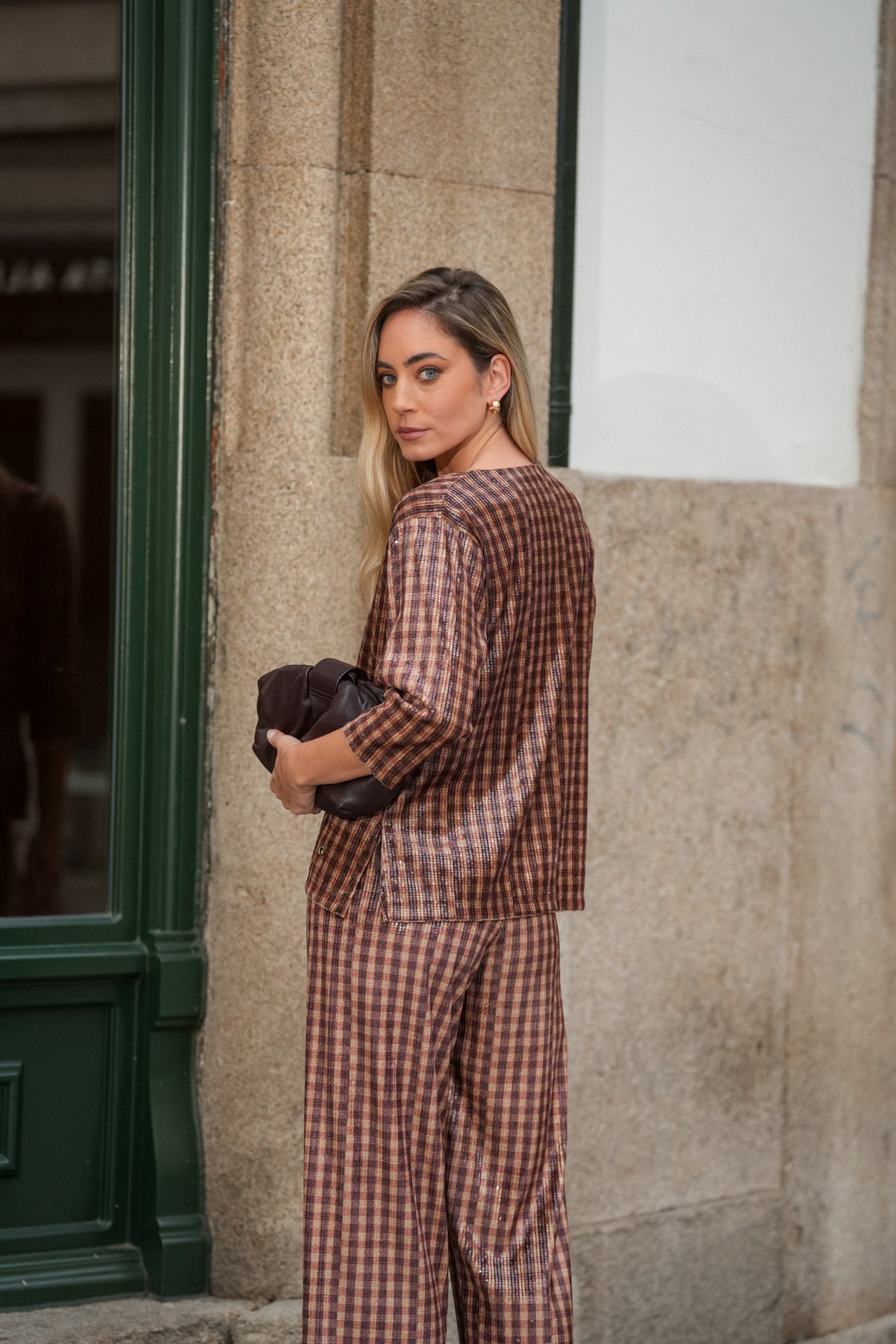 Blusa Xadrez em Lantejoulas