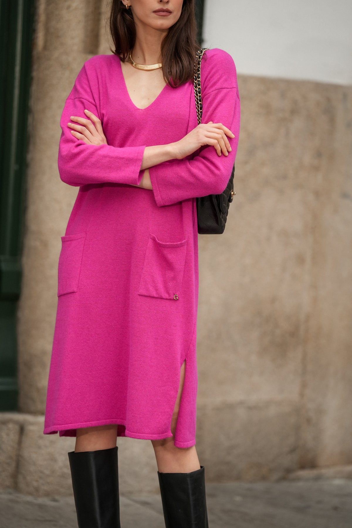 Vestido Malha com Bolsos