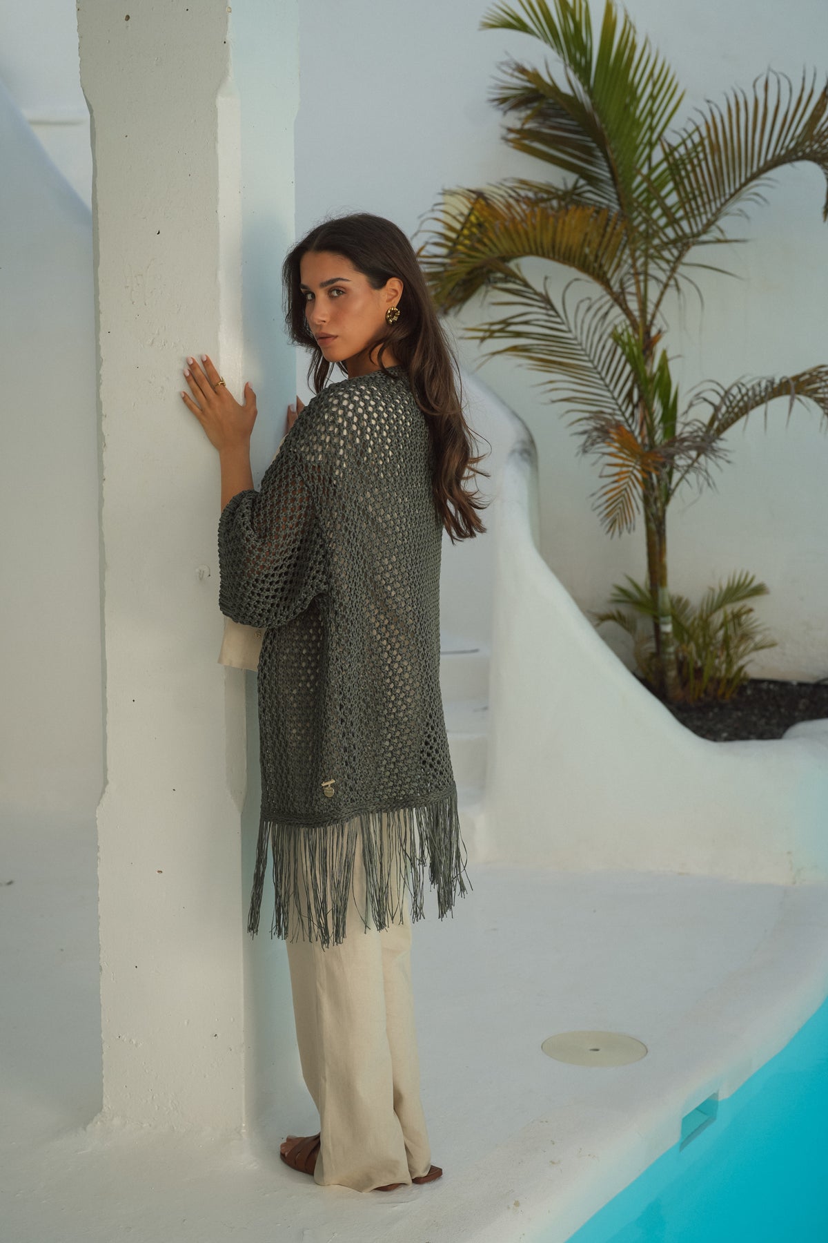 Casaco Tricotado com Franjas