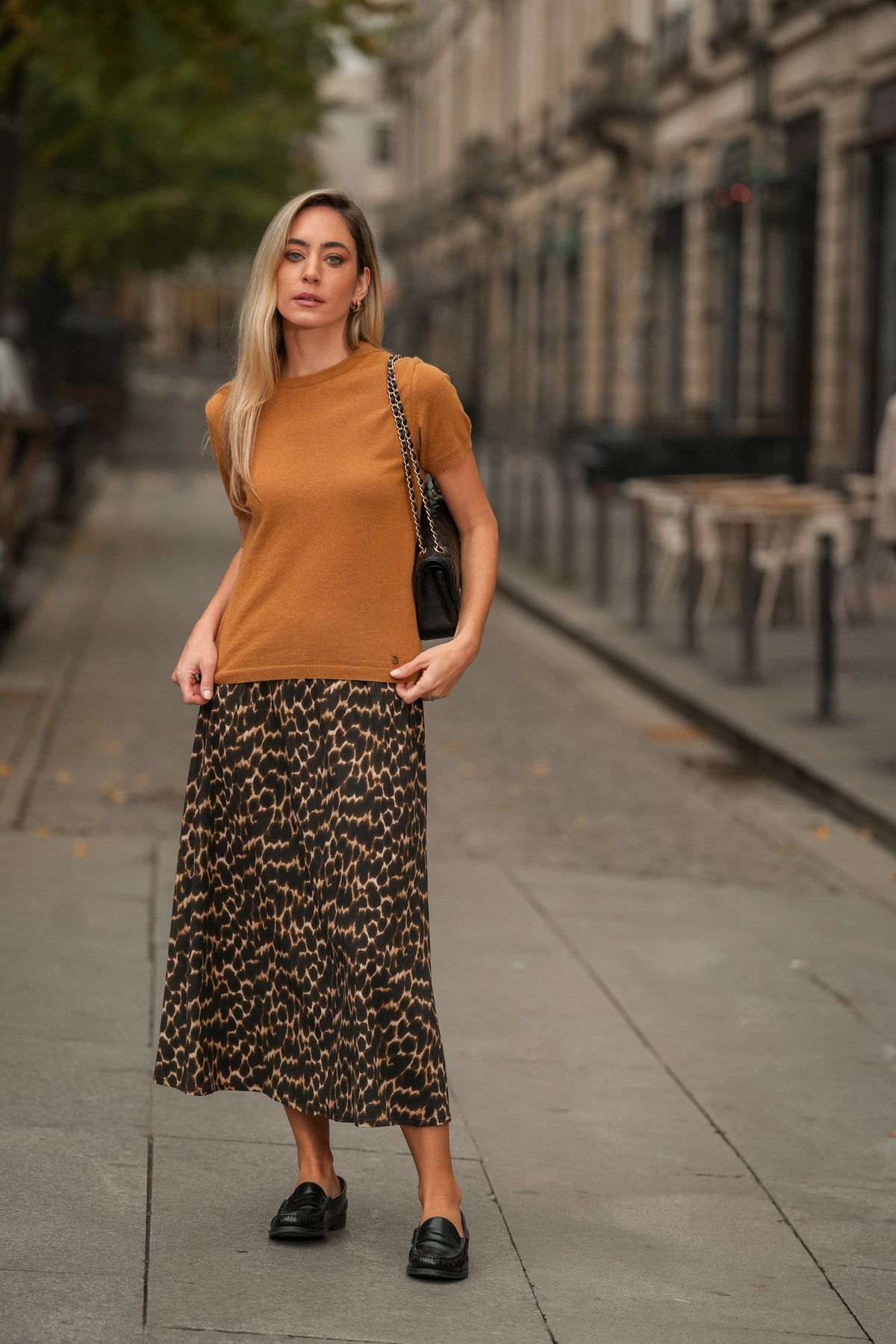 Saia Animal Print em Viscose