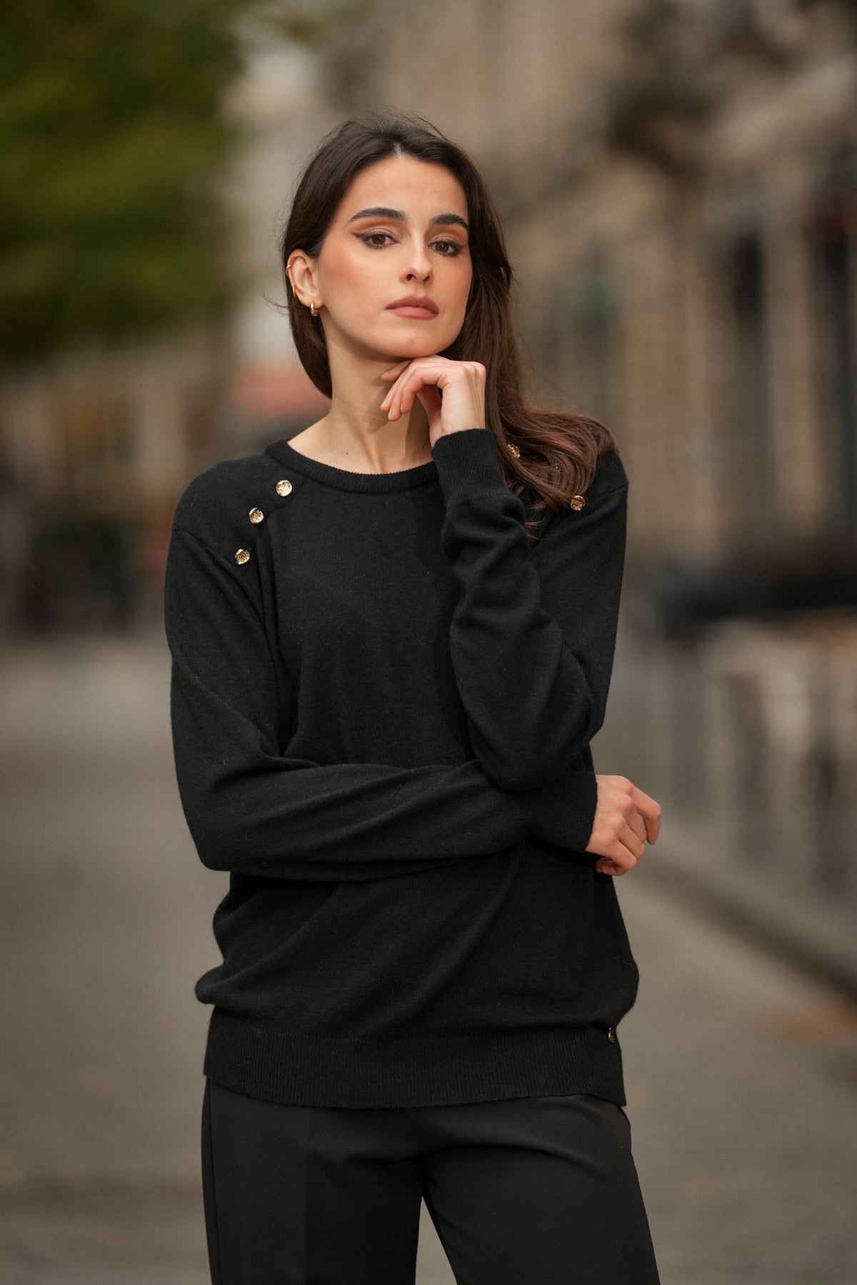 Camisola com Botões nos Ombros