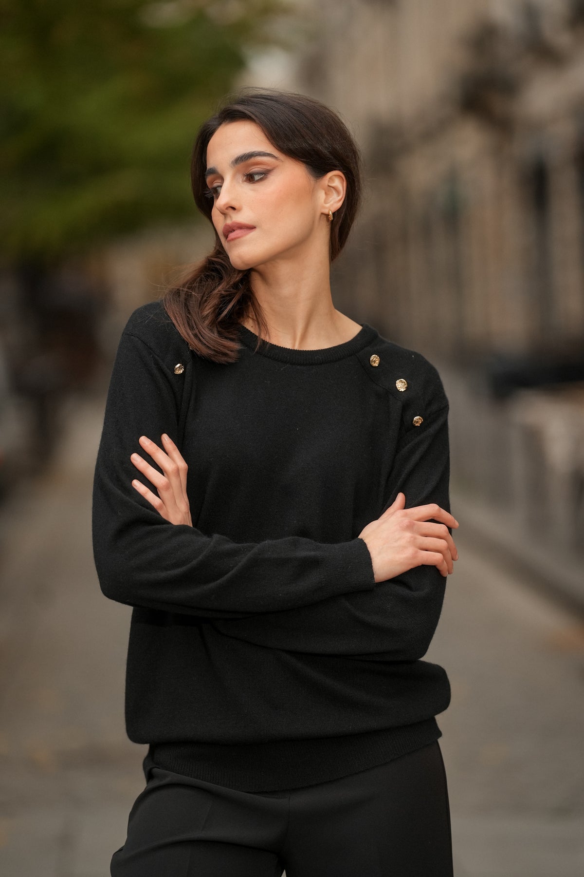 Camisola com Botões nos Ombros