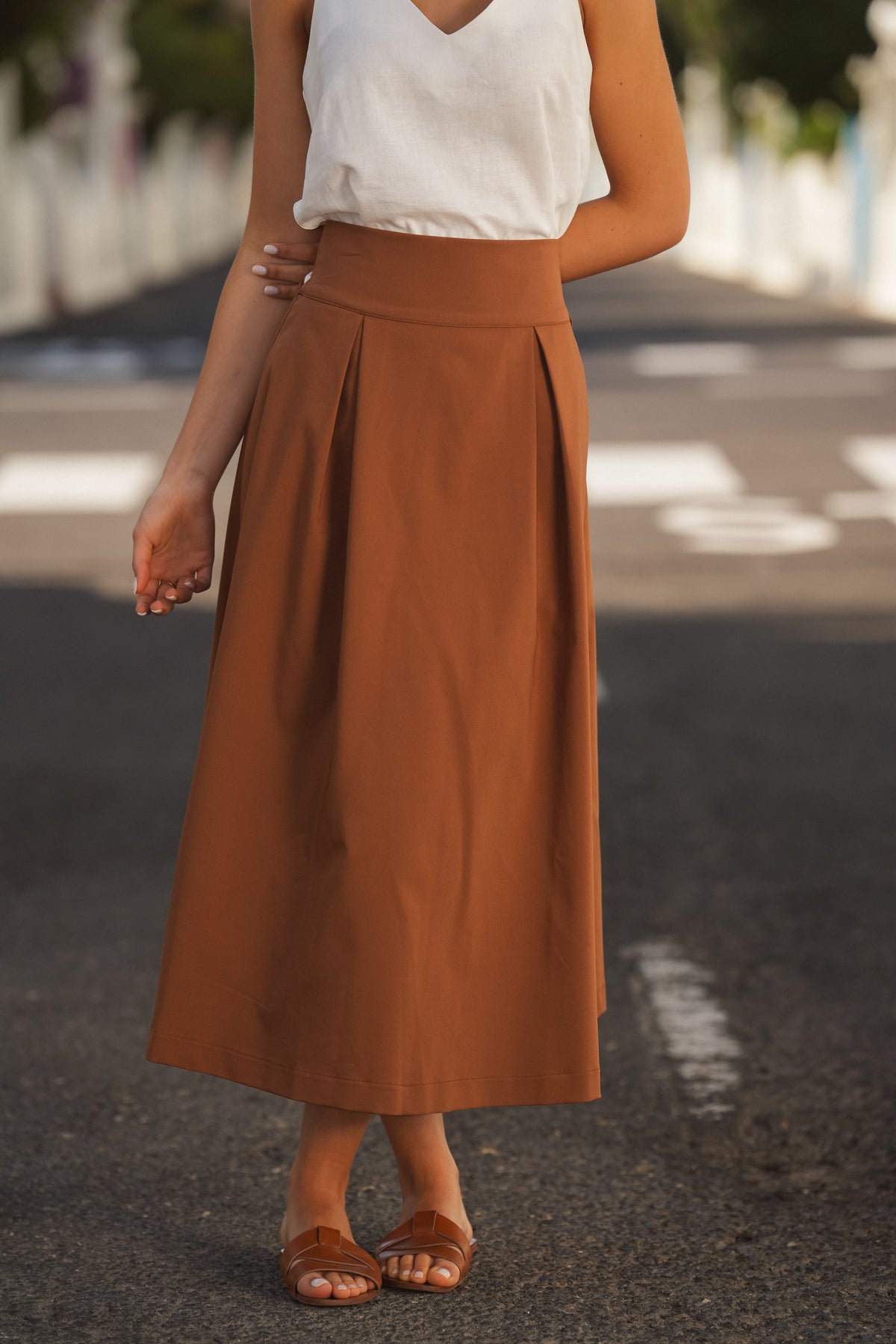 Saia Midi Cintura Subida