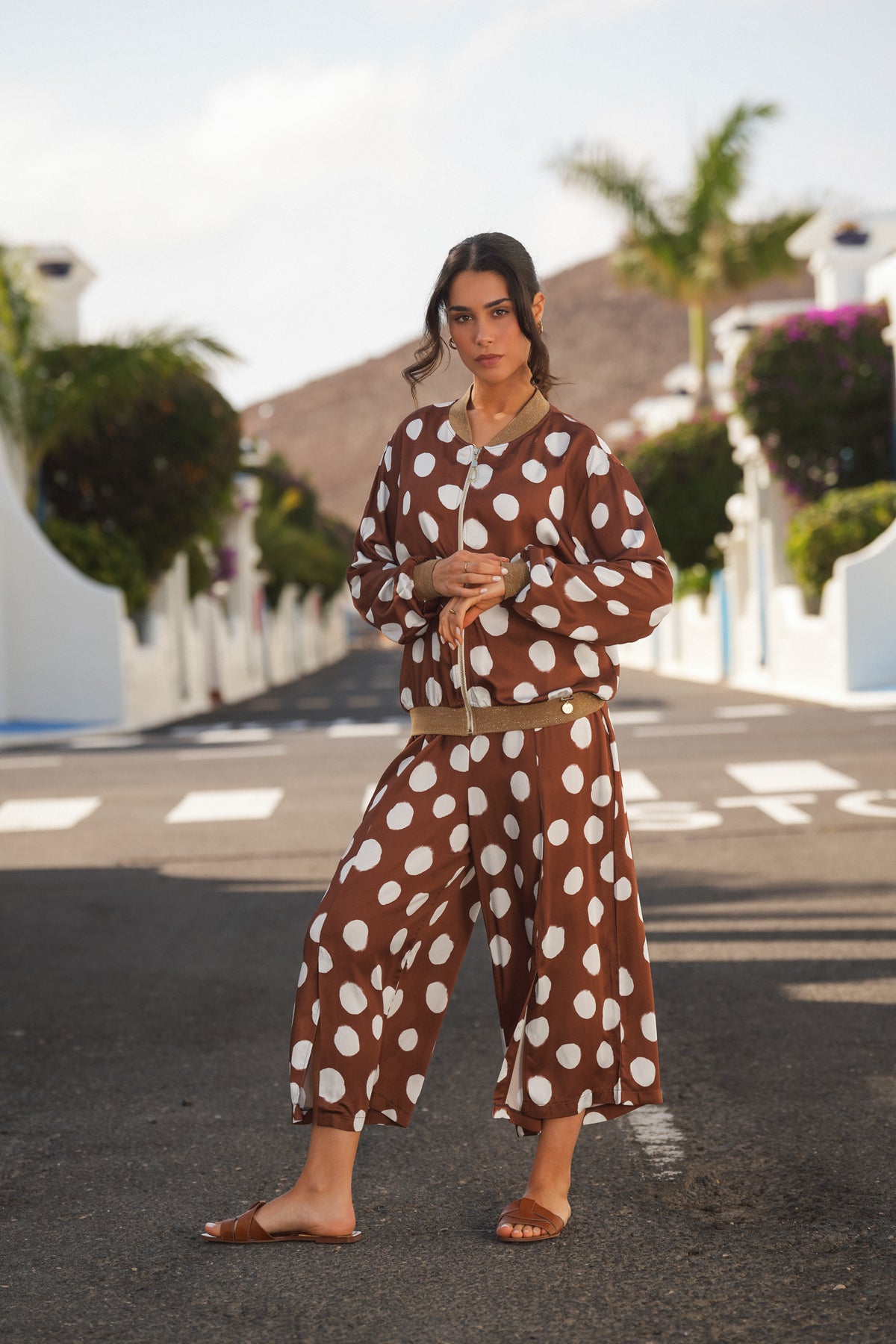 Bomber Jacket with Polka Dot Pattern