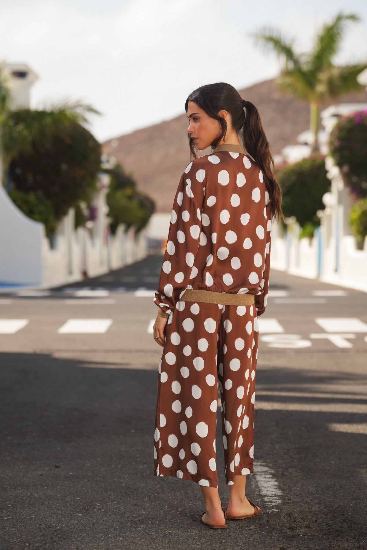 Bomber Jacket with Polka Dot Pattern