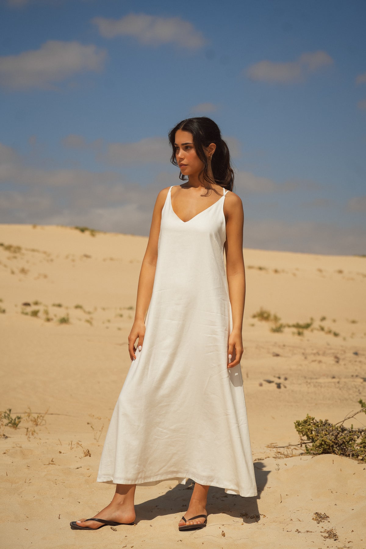 Vestido Comprido em Linho