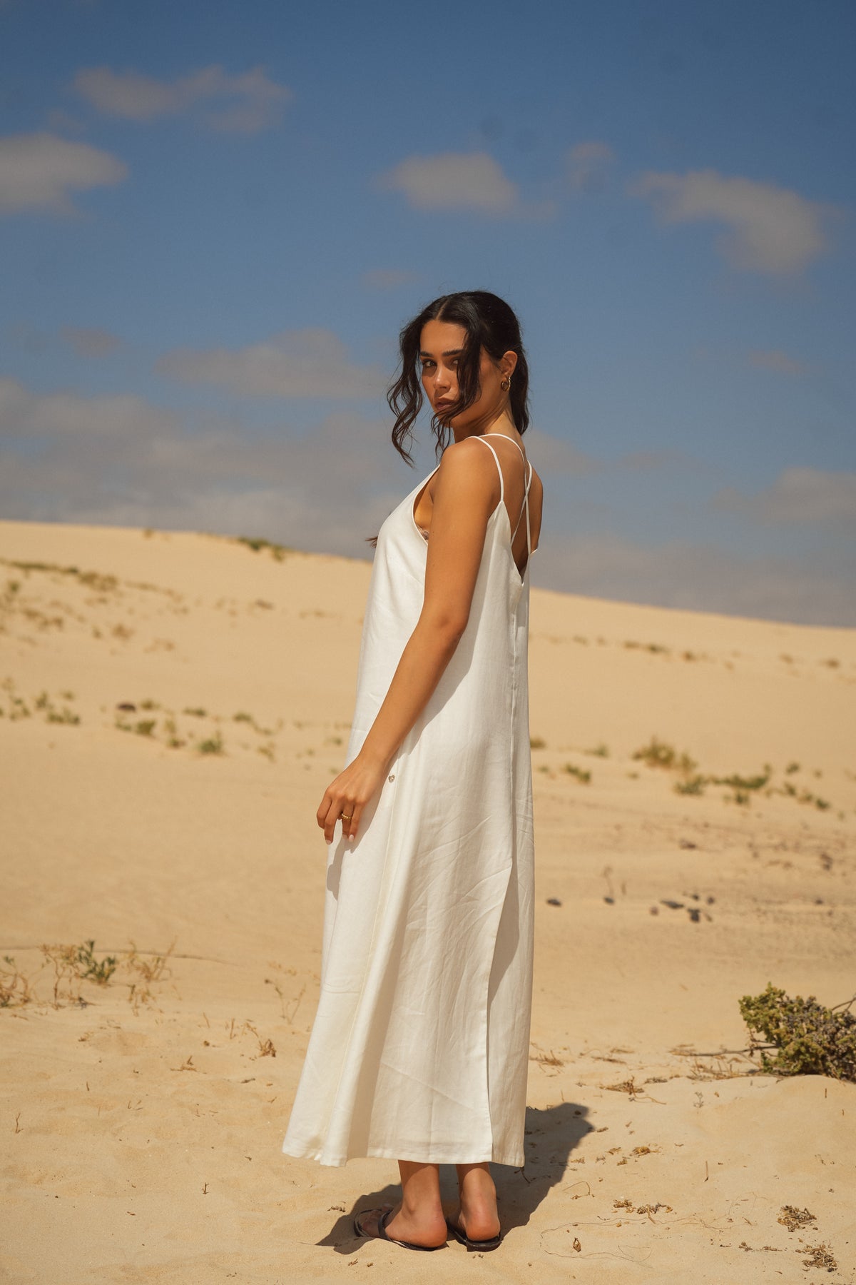 Vestido Comprido em Linho