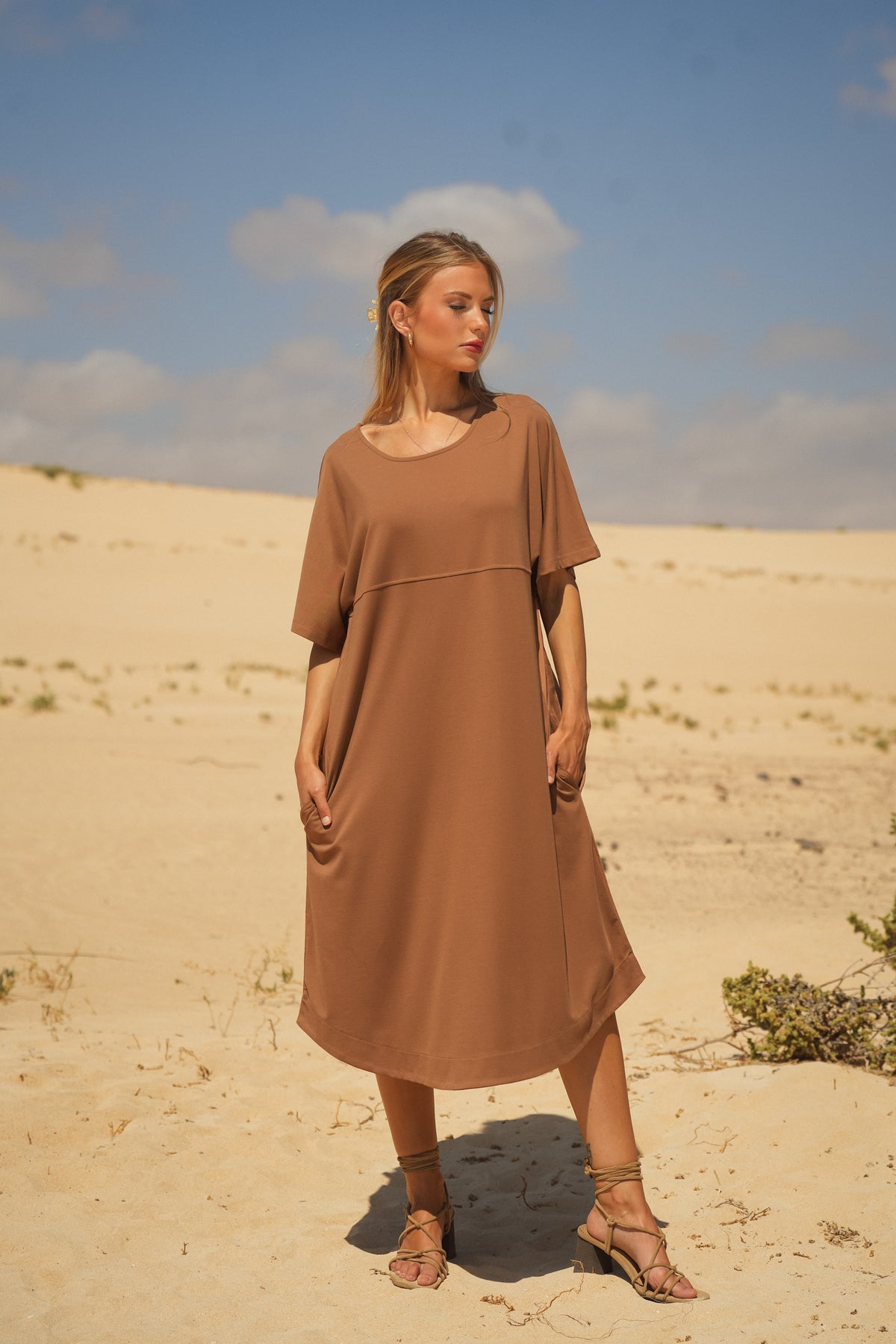 Vestido Midi Bi-Matéria