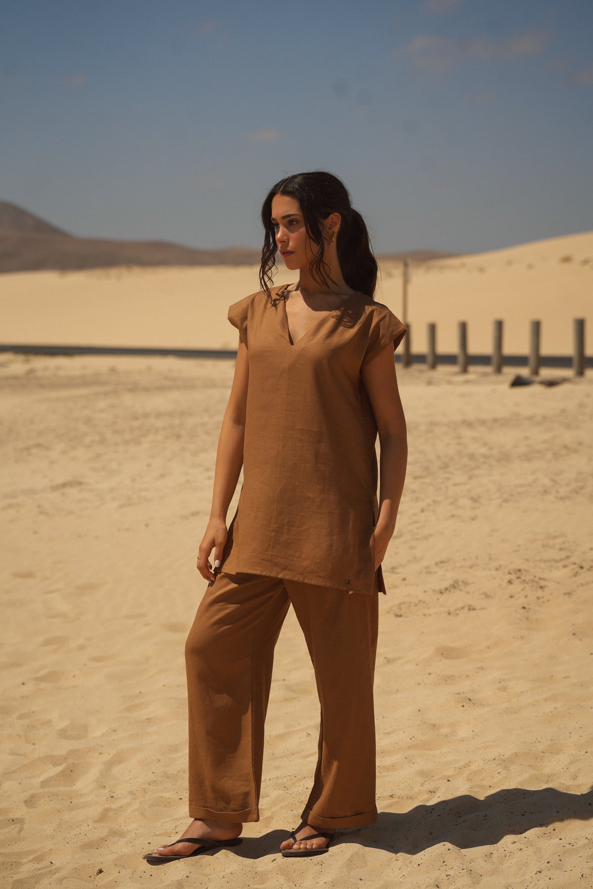 Caramel Linen Blouse