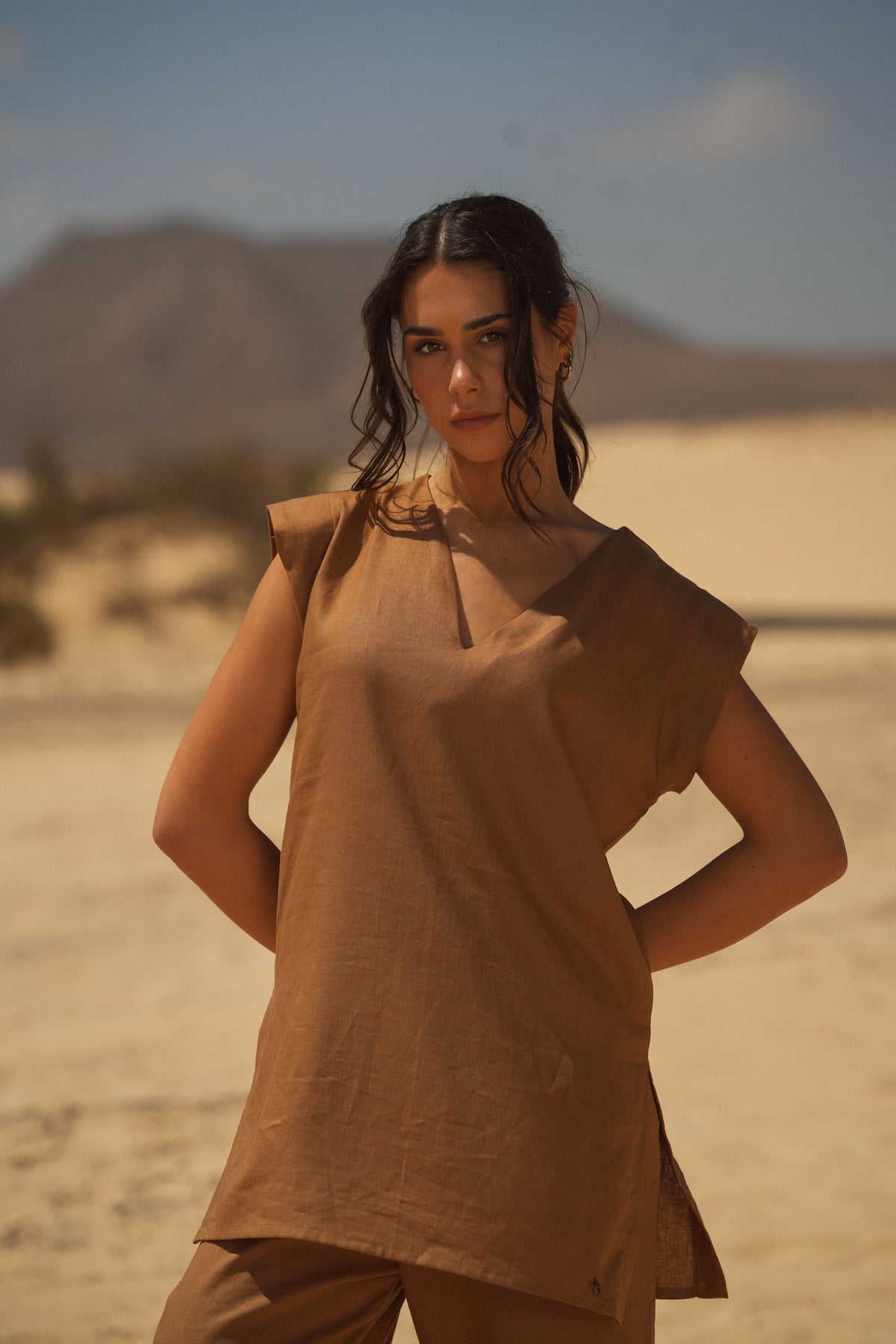 Caramel Linen Blouse