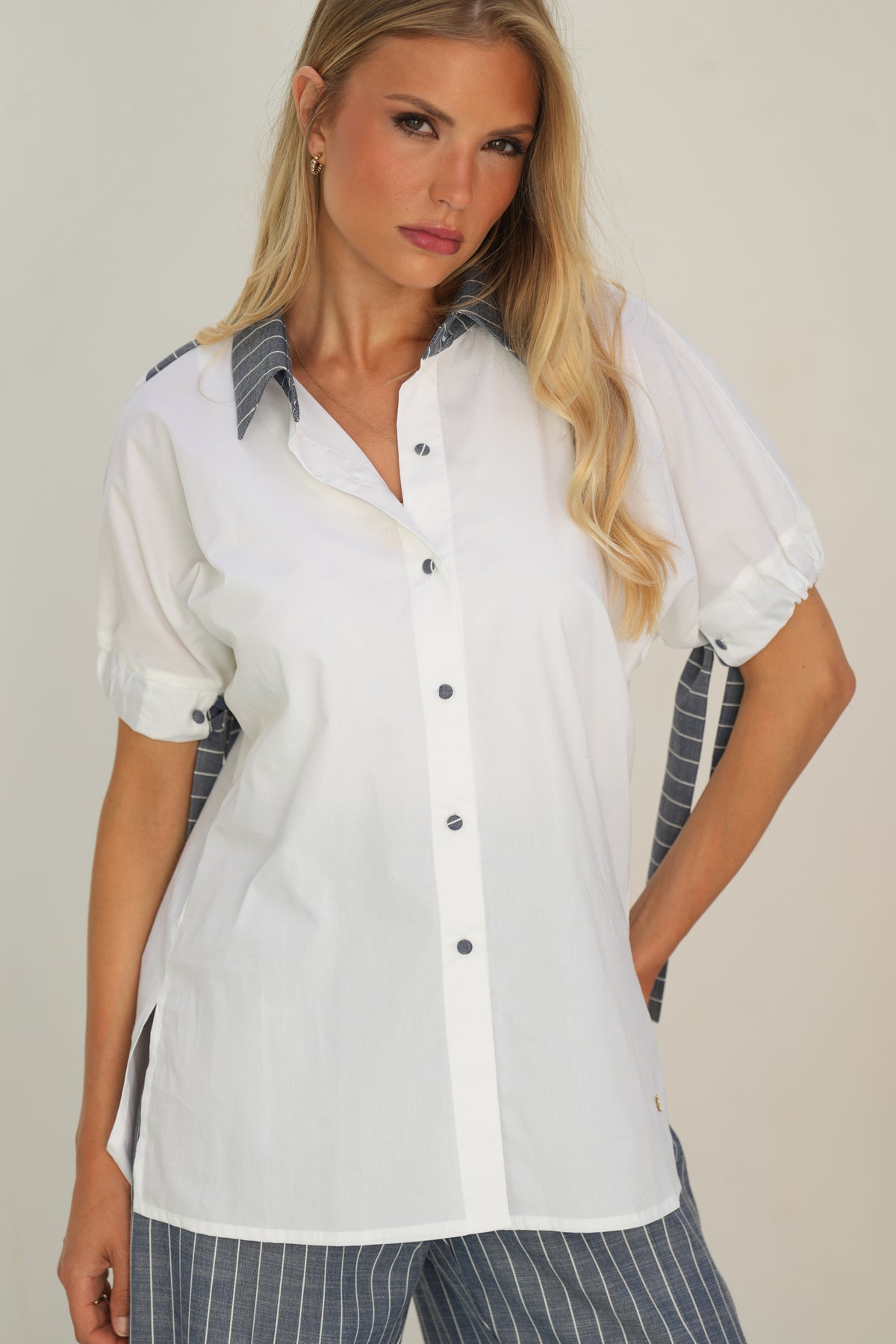 Camisa Bicolor com Detalhes Riscados | GUIMANOS – vista 3