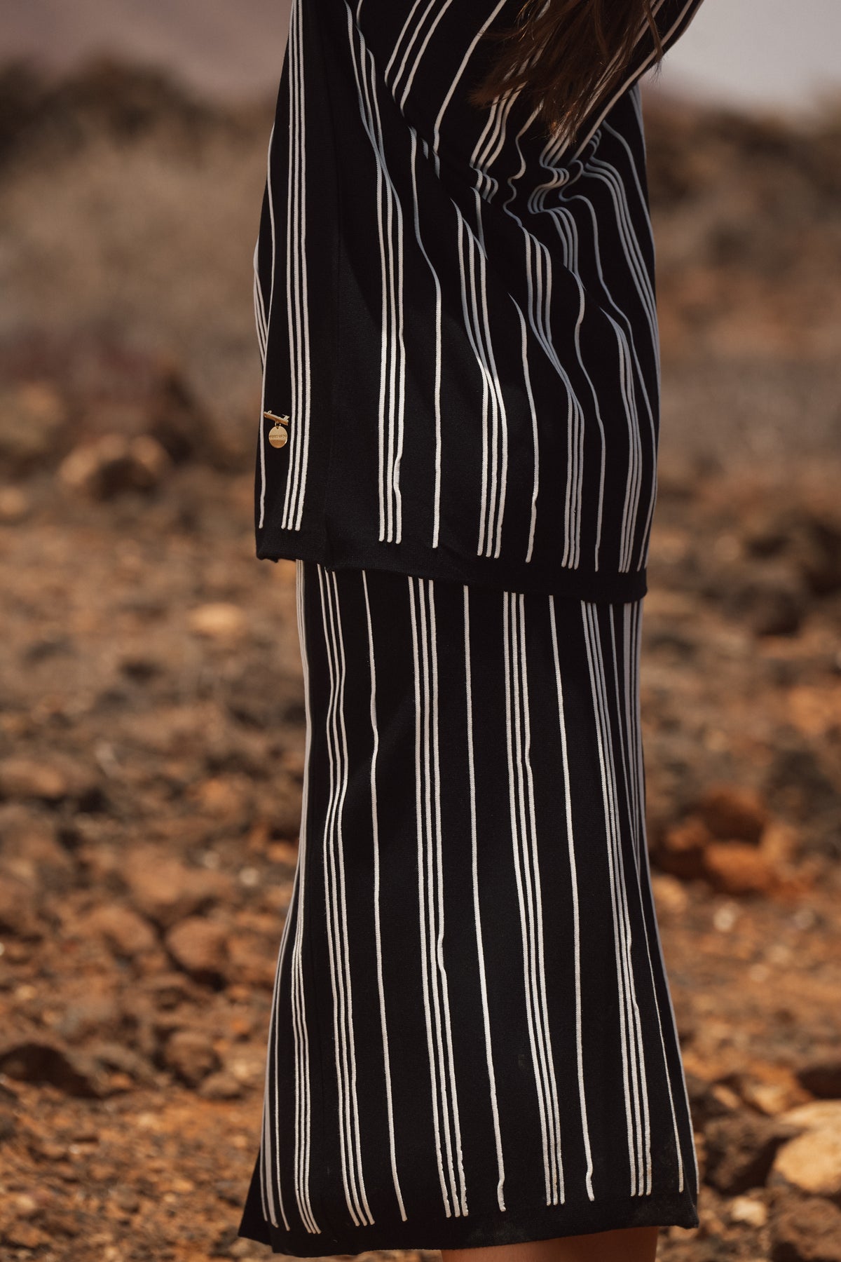 Casaco de Malha com Riscas Verticais