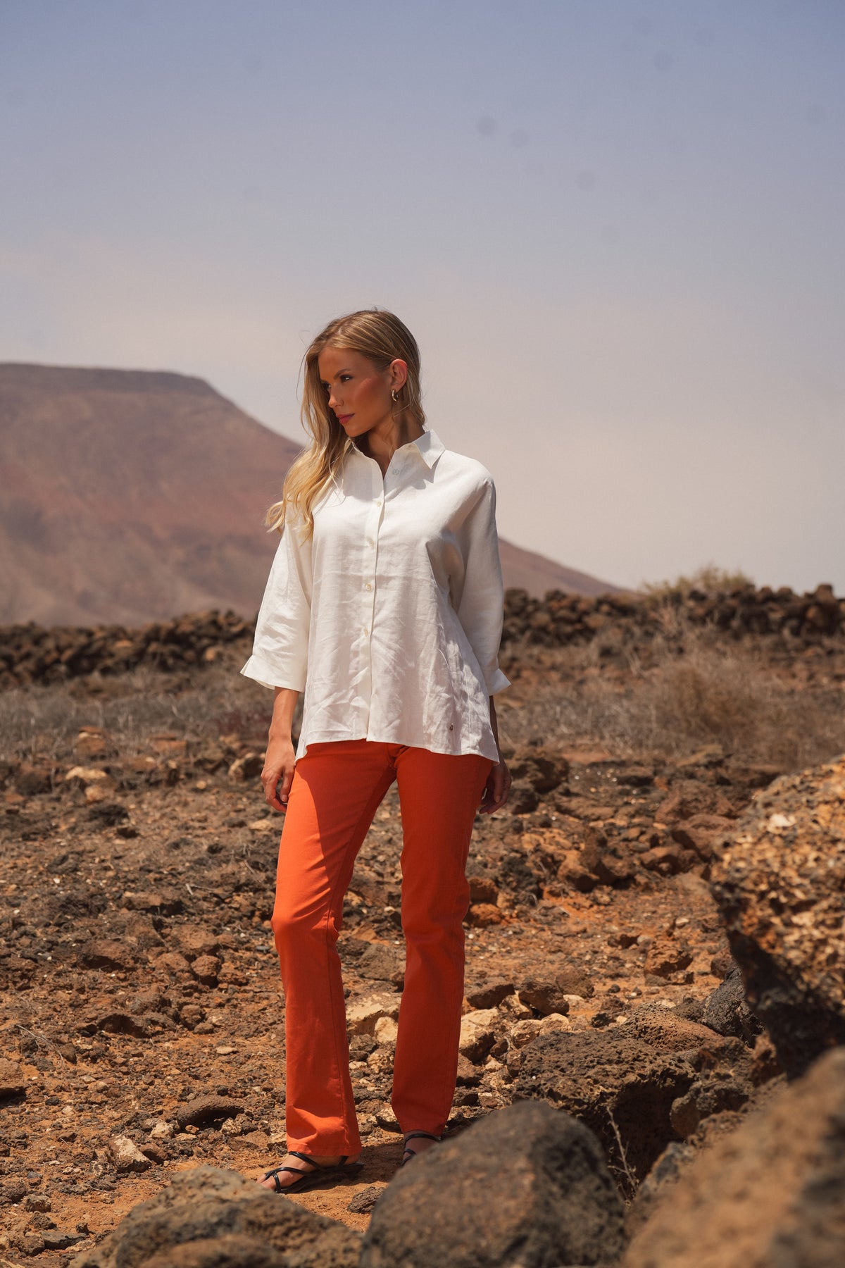 High-Waisted Twill Pants