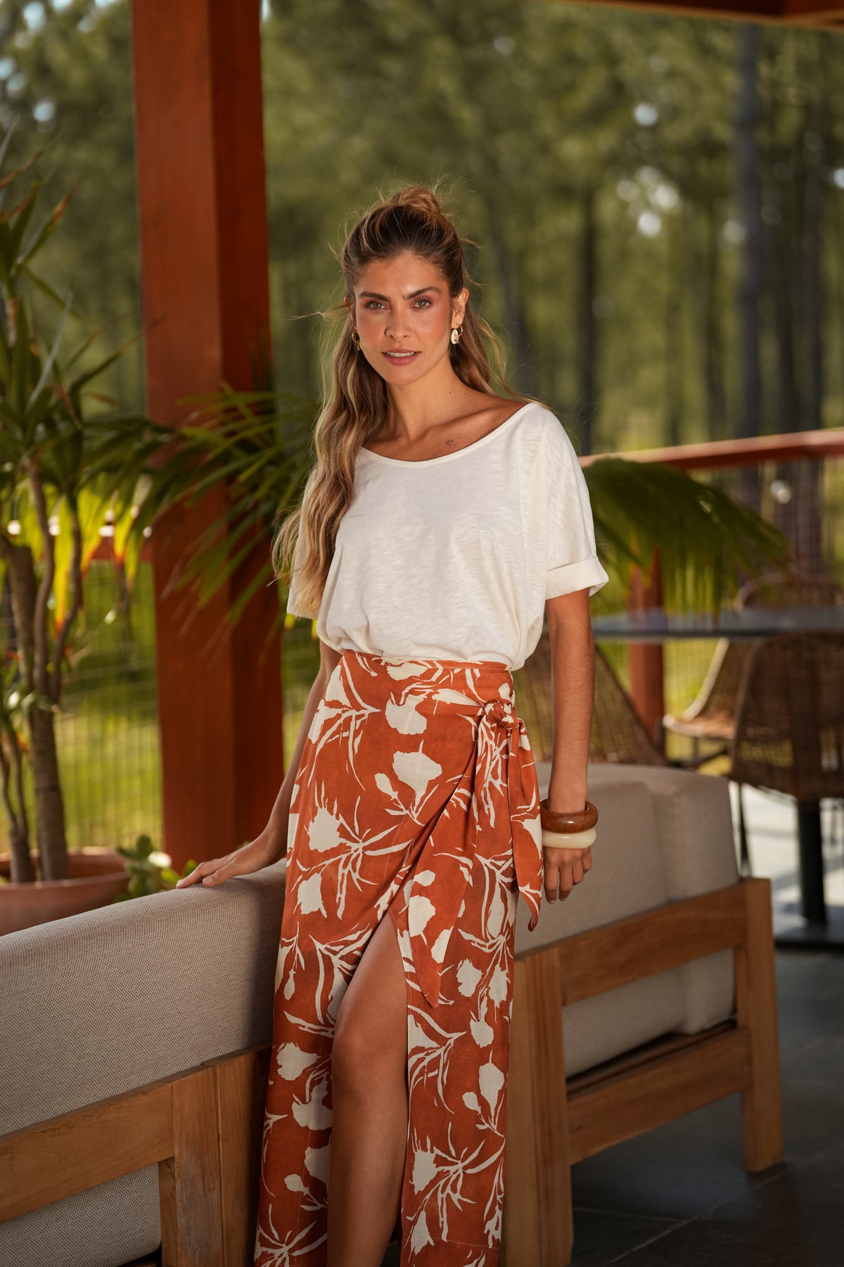 Saia Flores Terracota
