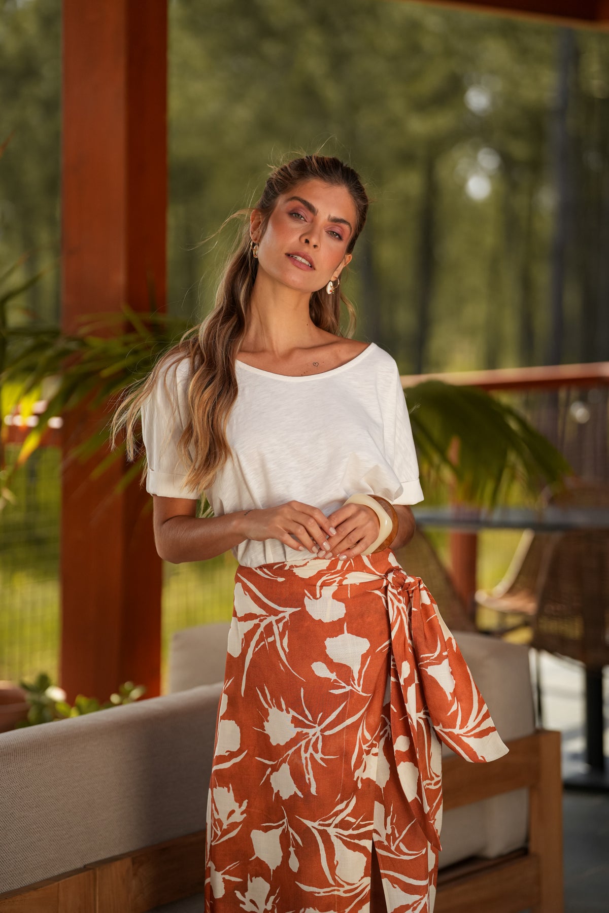 Saia Flores Terracota