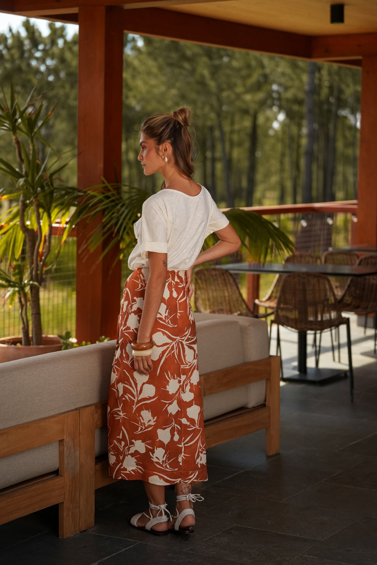 Saia Flores Terracota