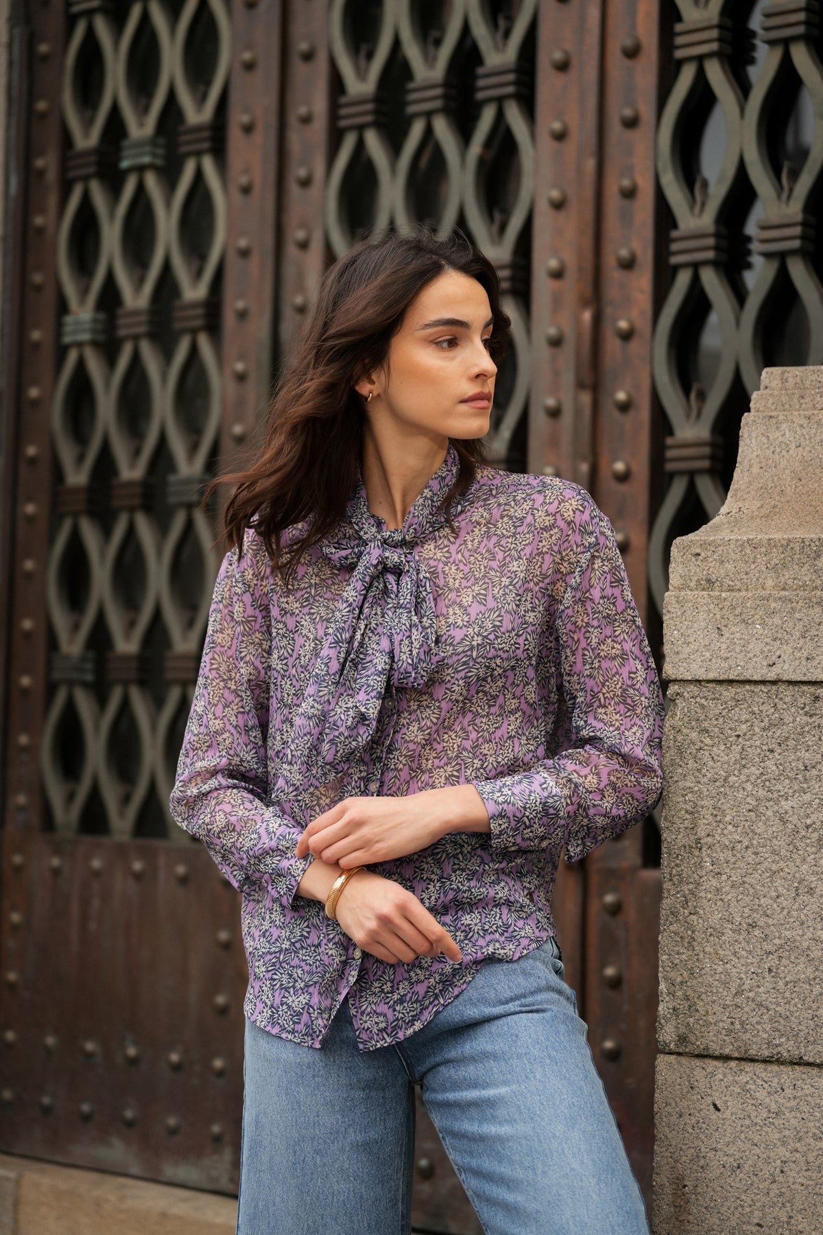 Blusa Estampada com Laço