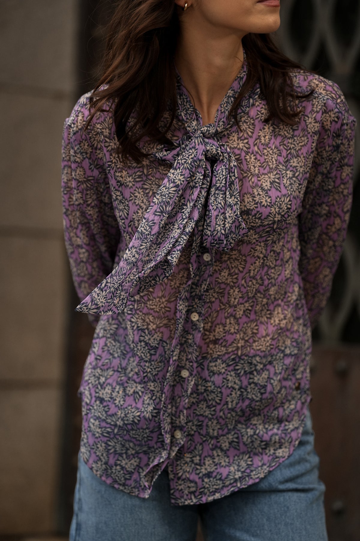 Blusa Estampada com Laço