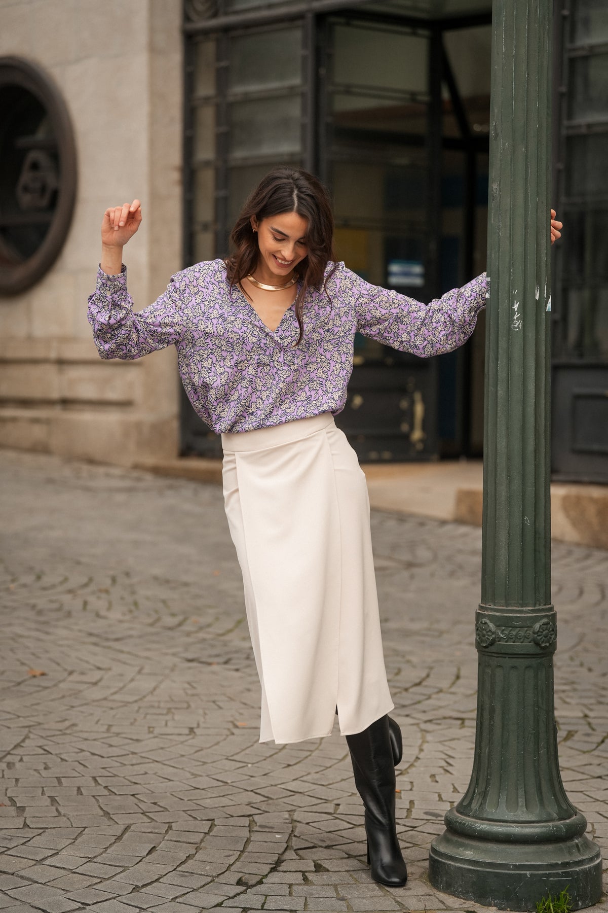 Blusa Estampada Decote V | GUIMANOS